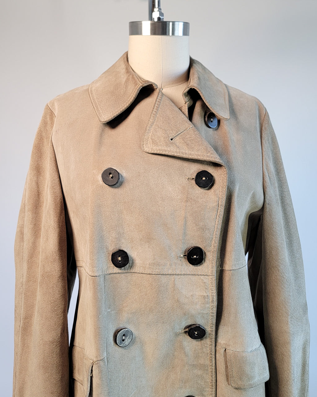 70s Morlands Pigskin Tan Leather Double Breasted Coat, beautiful lining