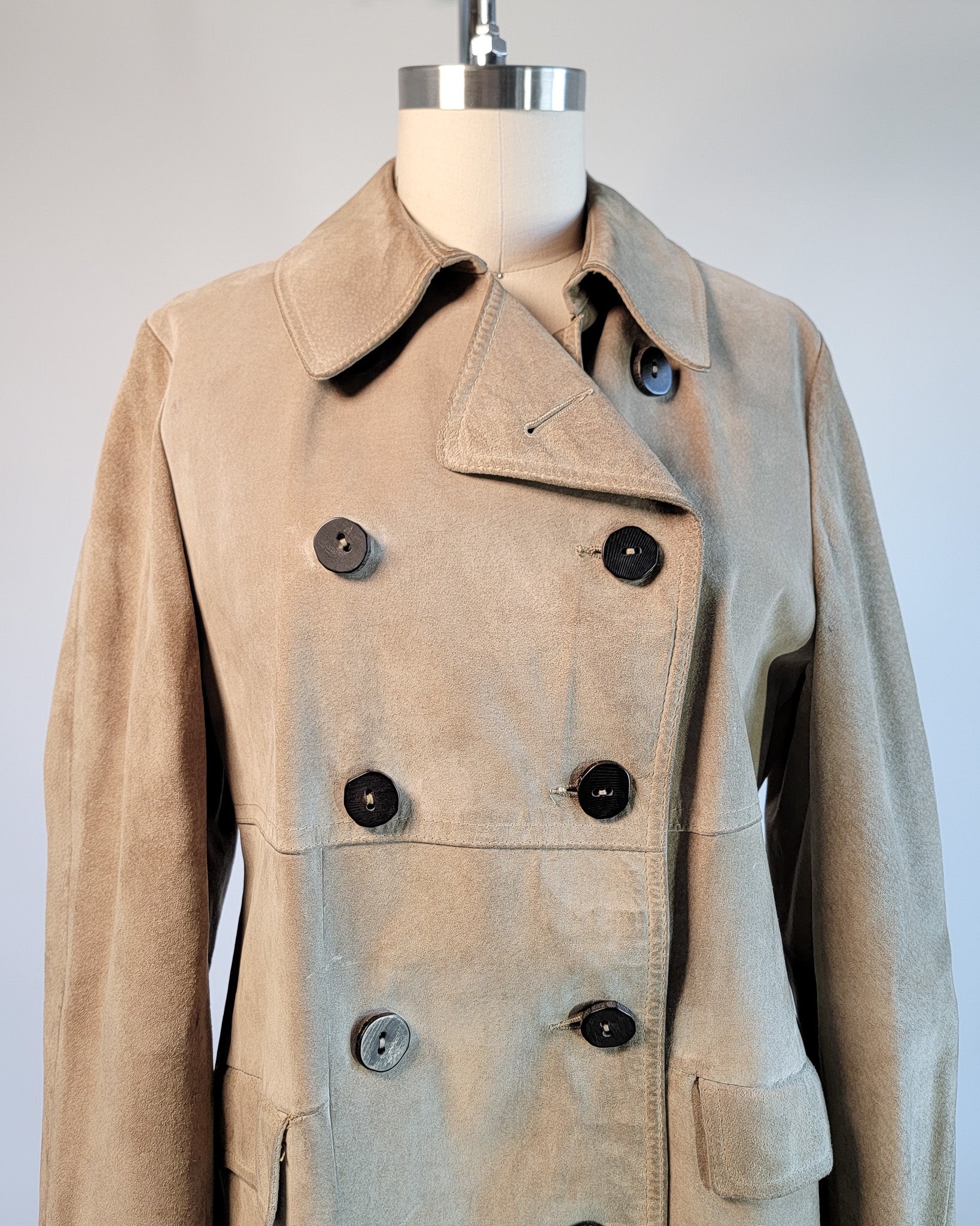 70s Morlands Pigskin Tan Leather Double Breasted Coat, beautiful lining