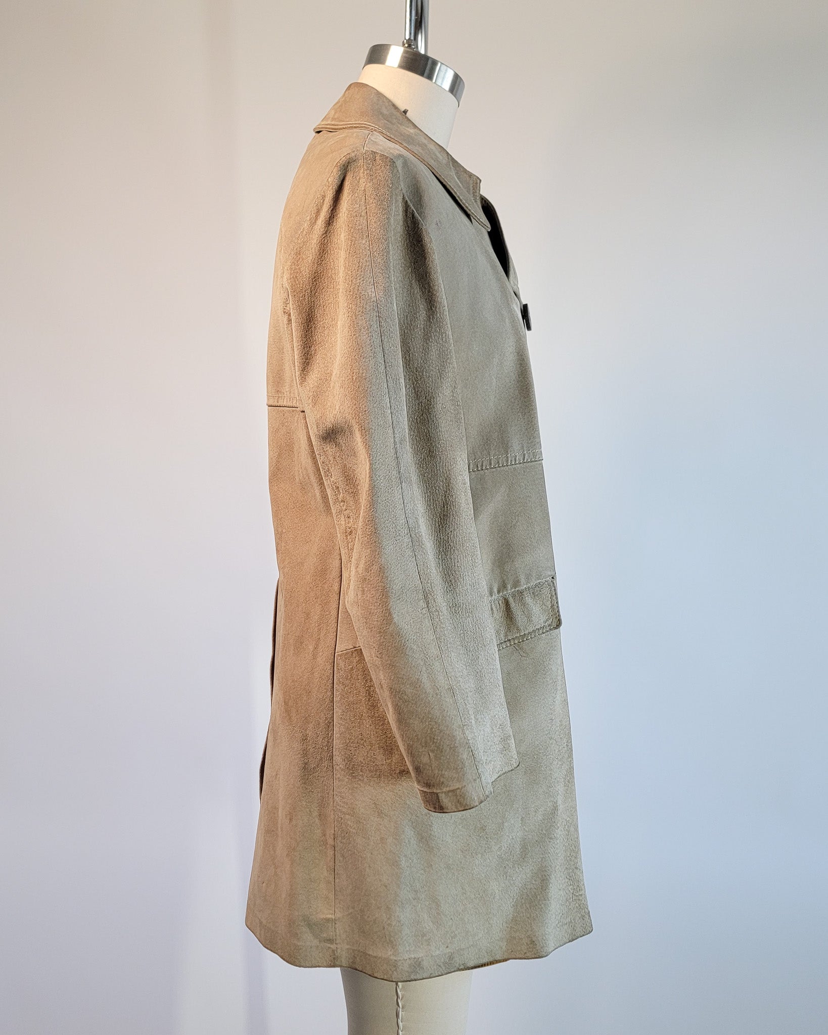 70s Morlands Pigskin Tan Leather Double Breasted Coat, beautiful lining