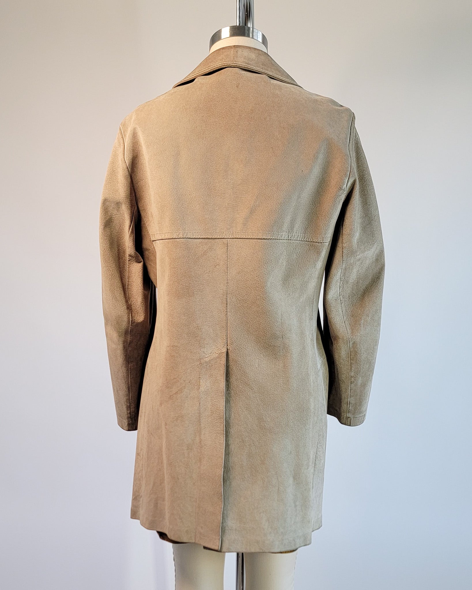 70s Morlands Pigskin Tan Leather Double Breasted Coat, beautiful lining