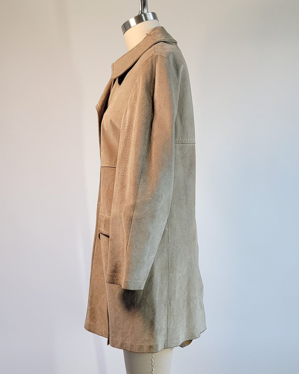 70s Morlands Pigskin Tan Leather Double Breasted Coat, beautiful lining