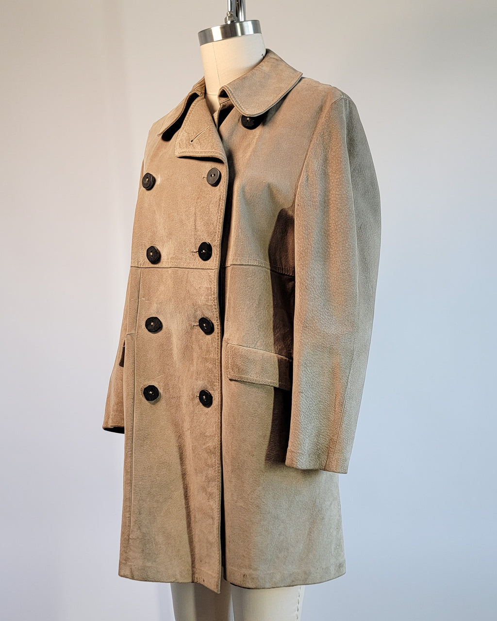 70s Morlands Pigskin Tan Leather Double Breasted Coat, beautiful lining