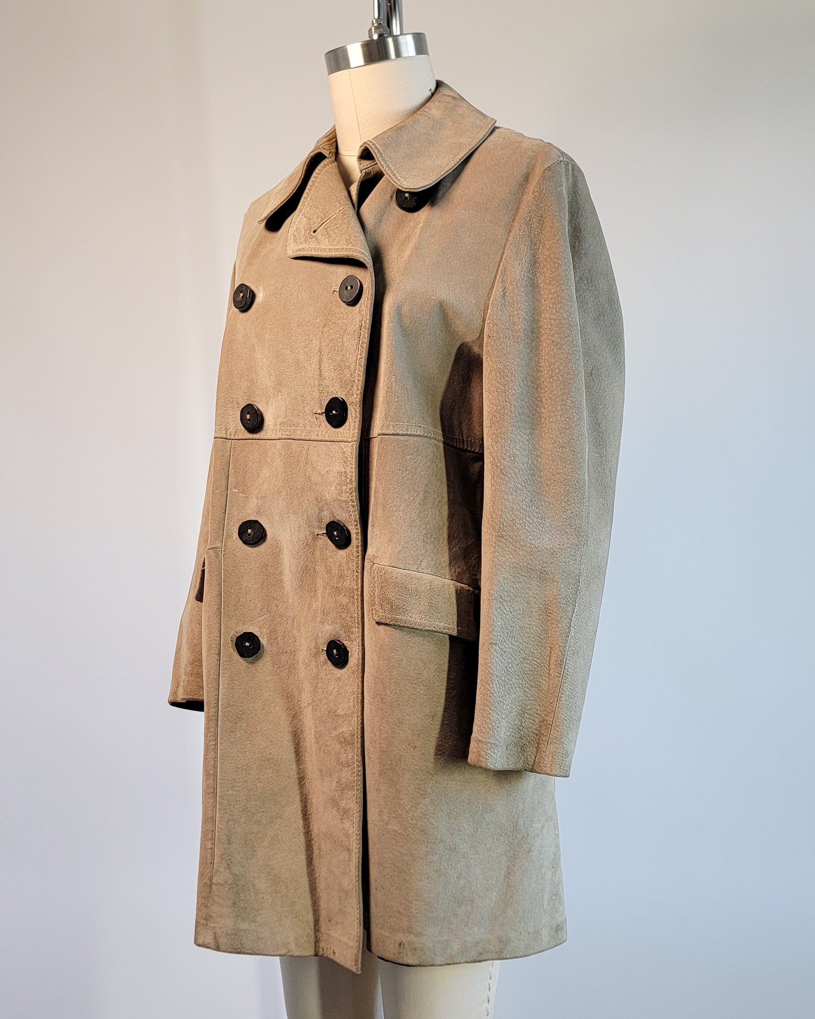 70s Morlands Pigskin Tan Leather Double Breasted Coat, beautiful lining