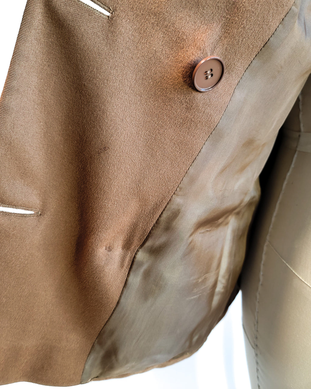 80s Valentino Miss V Loro Piano Cashmere Peak Lapel Double Breasted Brass Button Blazer