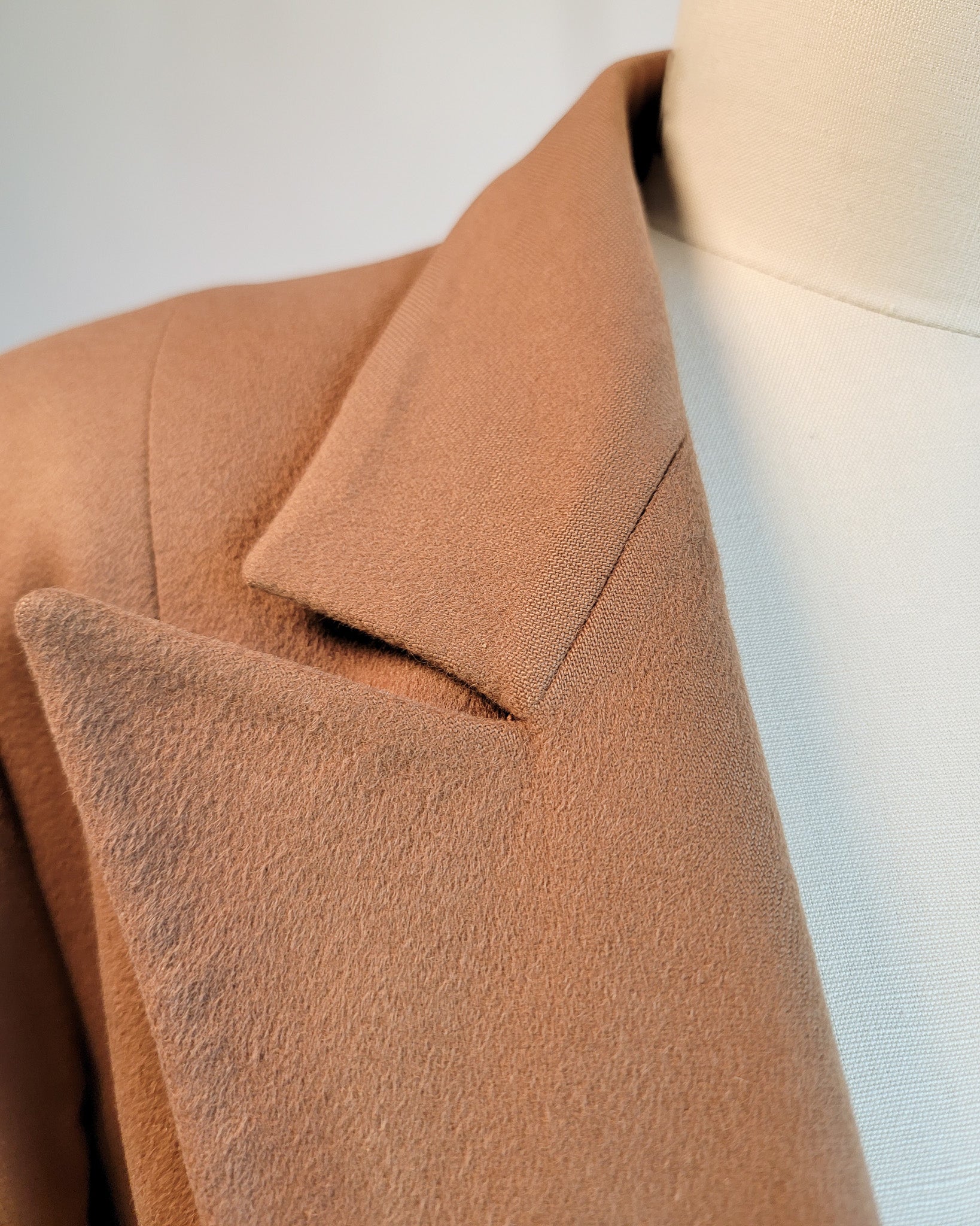 80s Valentino Miss V Loro Piano Cashmere Peak Lapel Double Breasted Brass Button Blazer