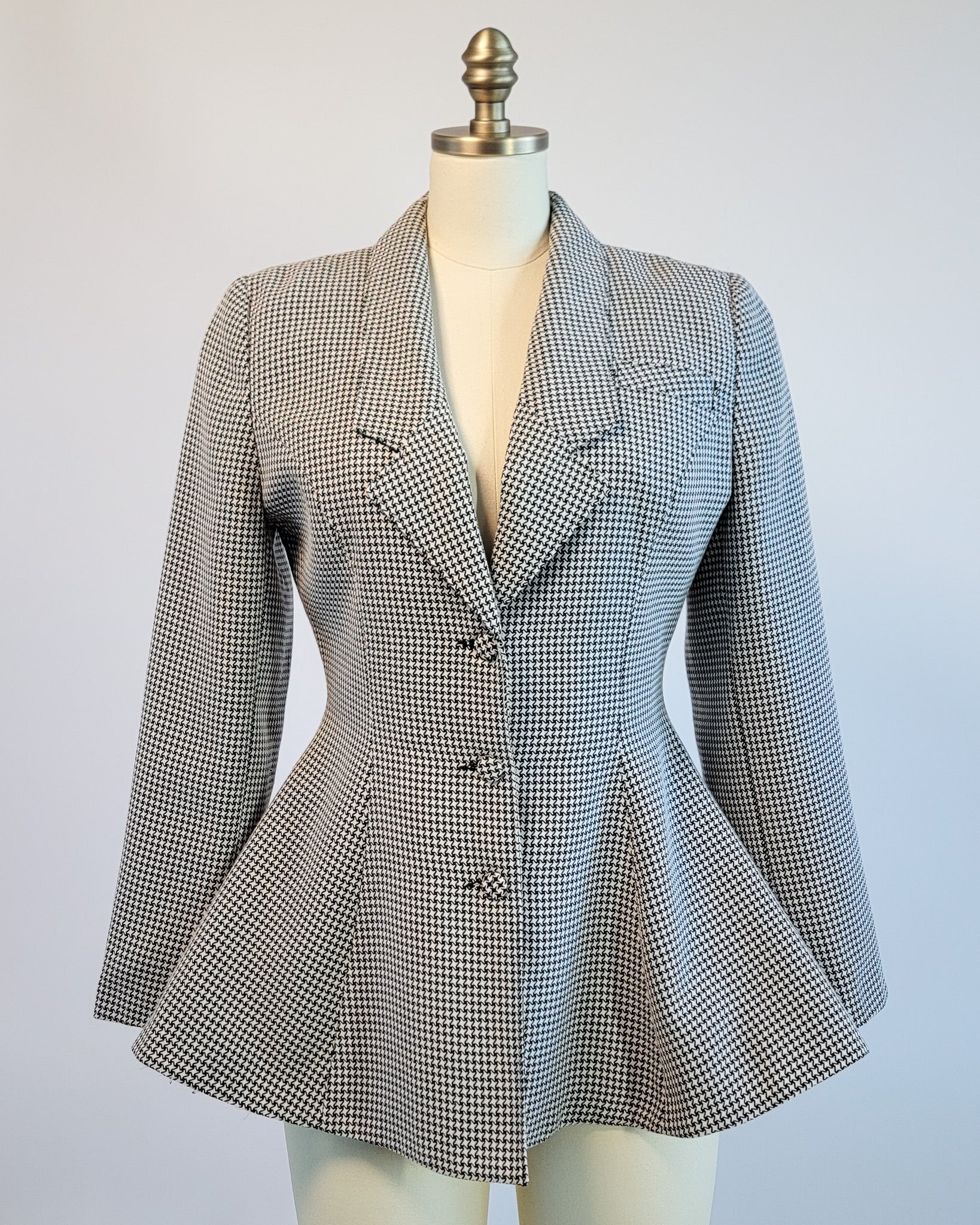 90s Zandra Rhodes at Fifth Avenue BW Houndstooth Riding Blazer