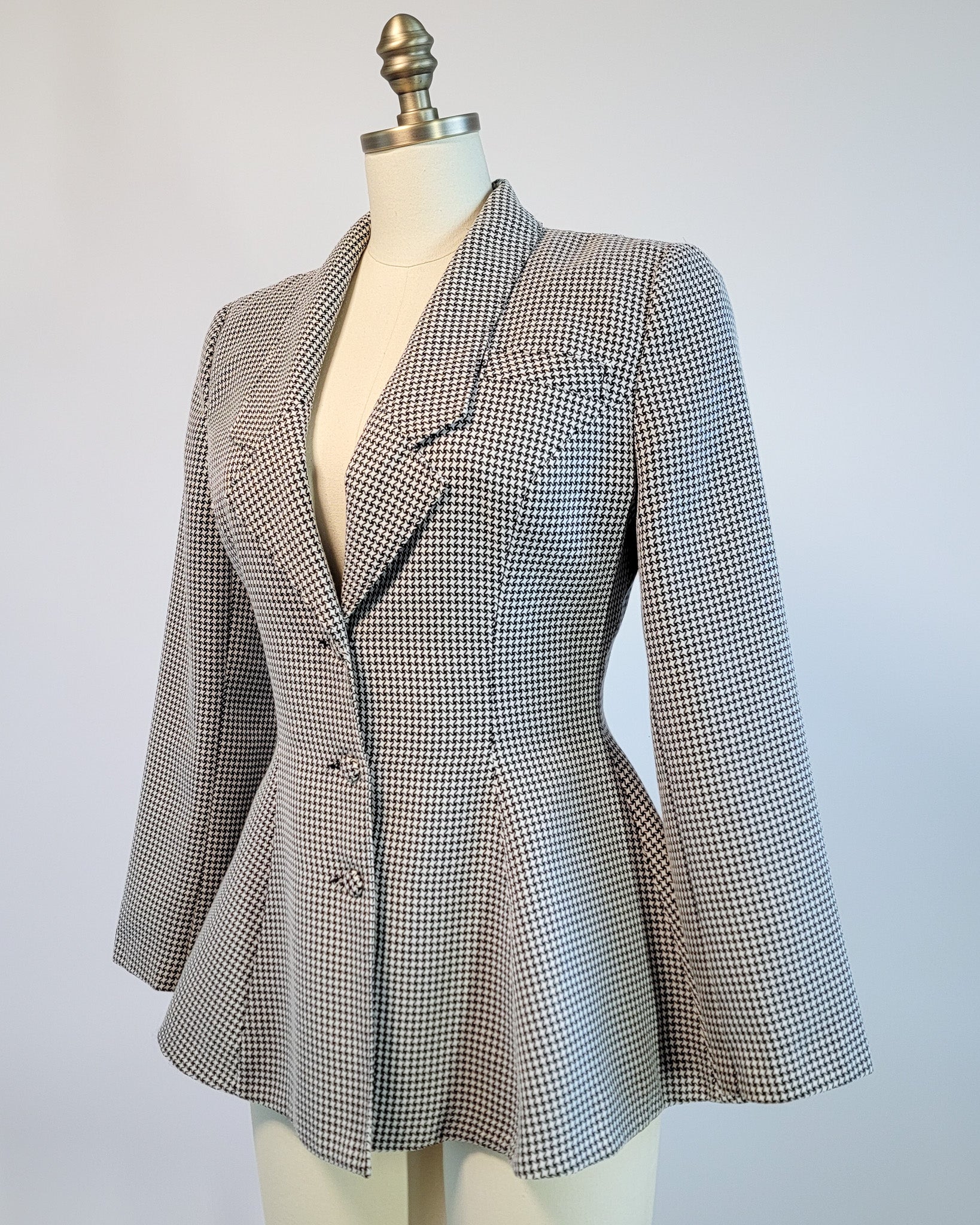 90s Zandra Rhodes at Fifth Avenue BW Houndstooth Riding Blazer