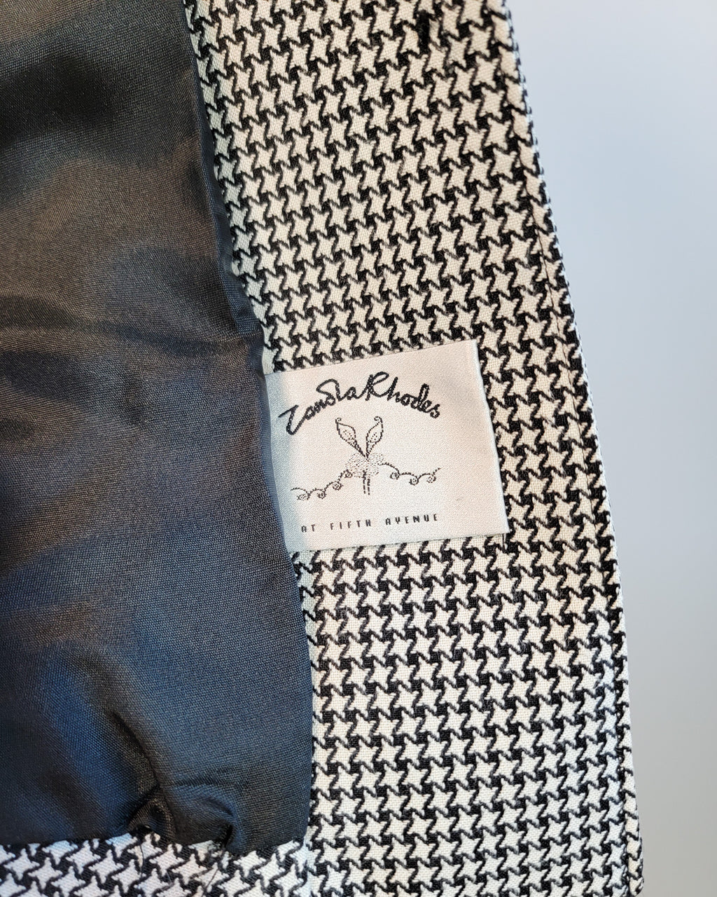 90s Zandra Rhodes at Fifth Avenue BW Houndstooth Riding Blazer