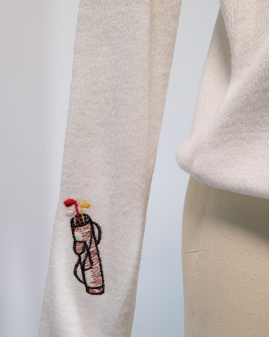 70s Embroidered Golf Acrylic V-neck Sweater