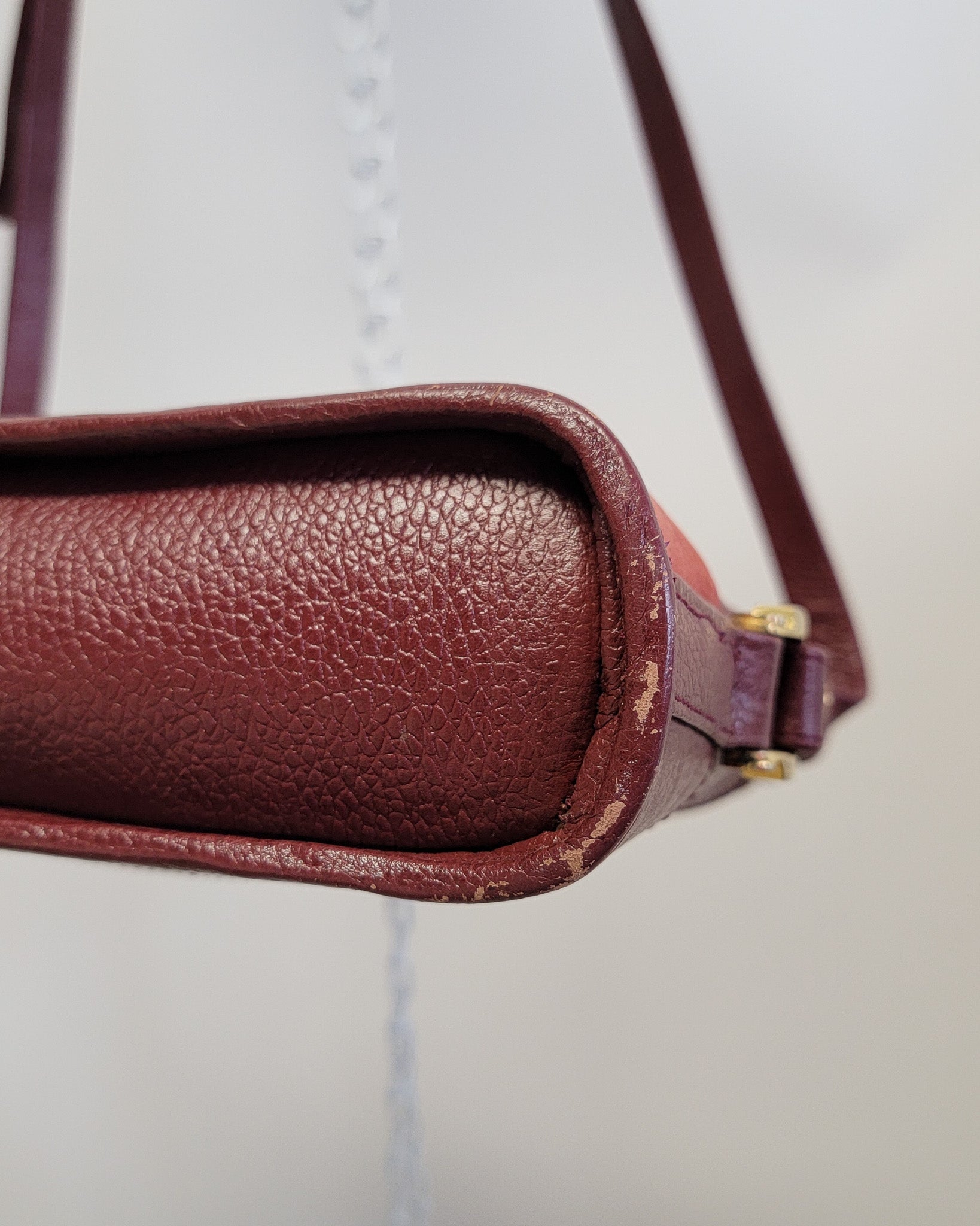 90s Authentic Loewe Monogram Leather & Nubuck Oxblood Shoulder Bag