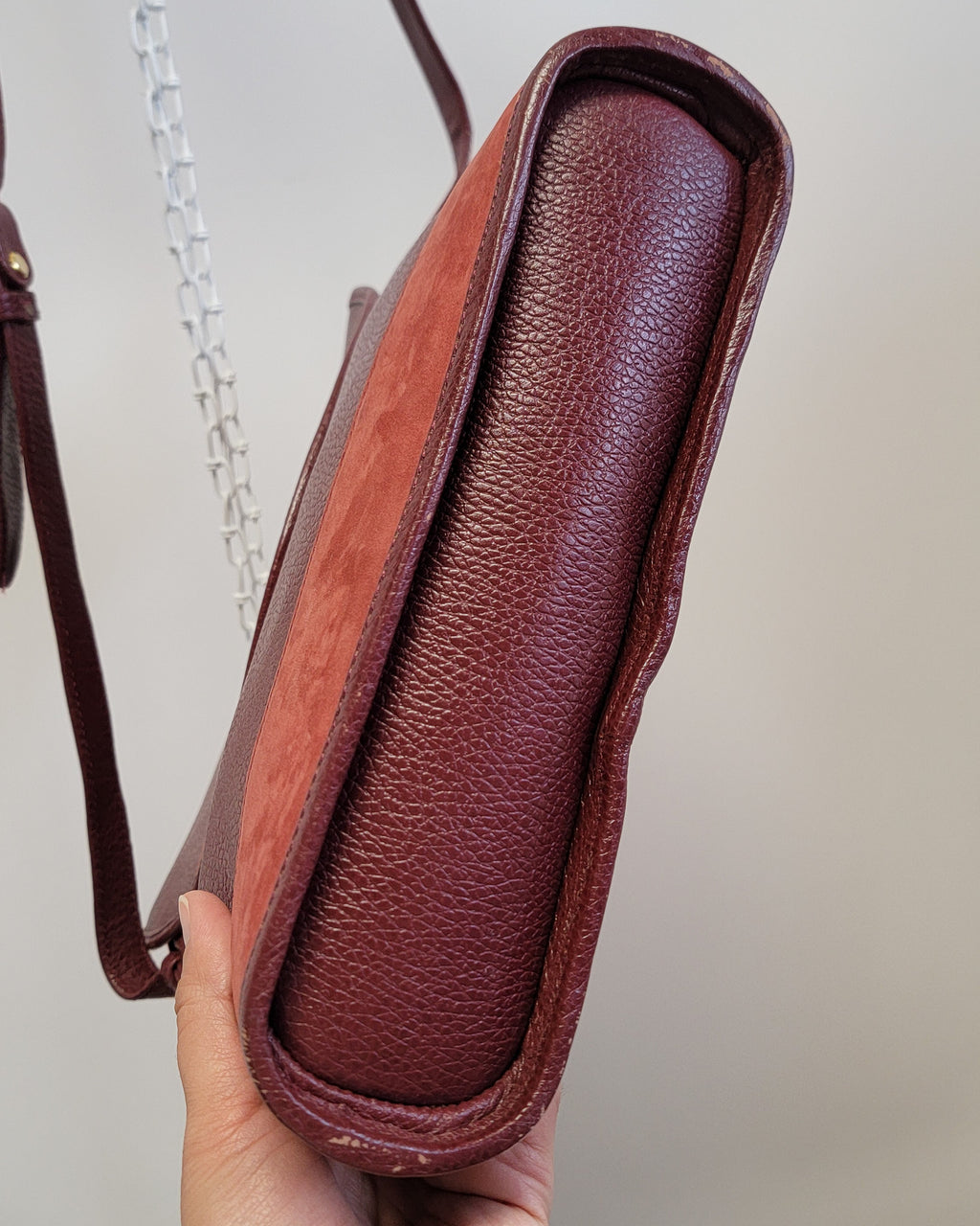 90s Authentic Loewe Monogram Leather & Nubuck Oxblood Shoulder Bag