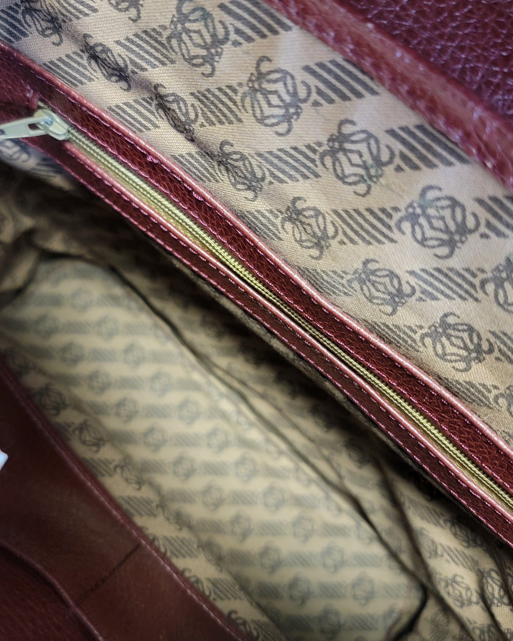 90s Authentic Loewe Monogram Leather & Nubuck Oxblood Shoulder Bag
