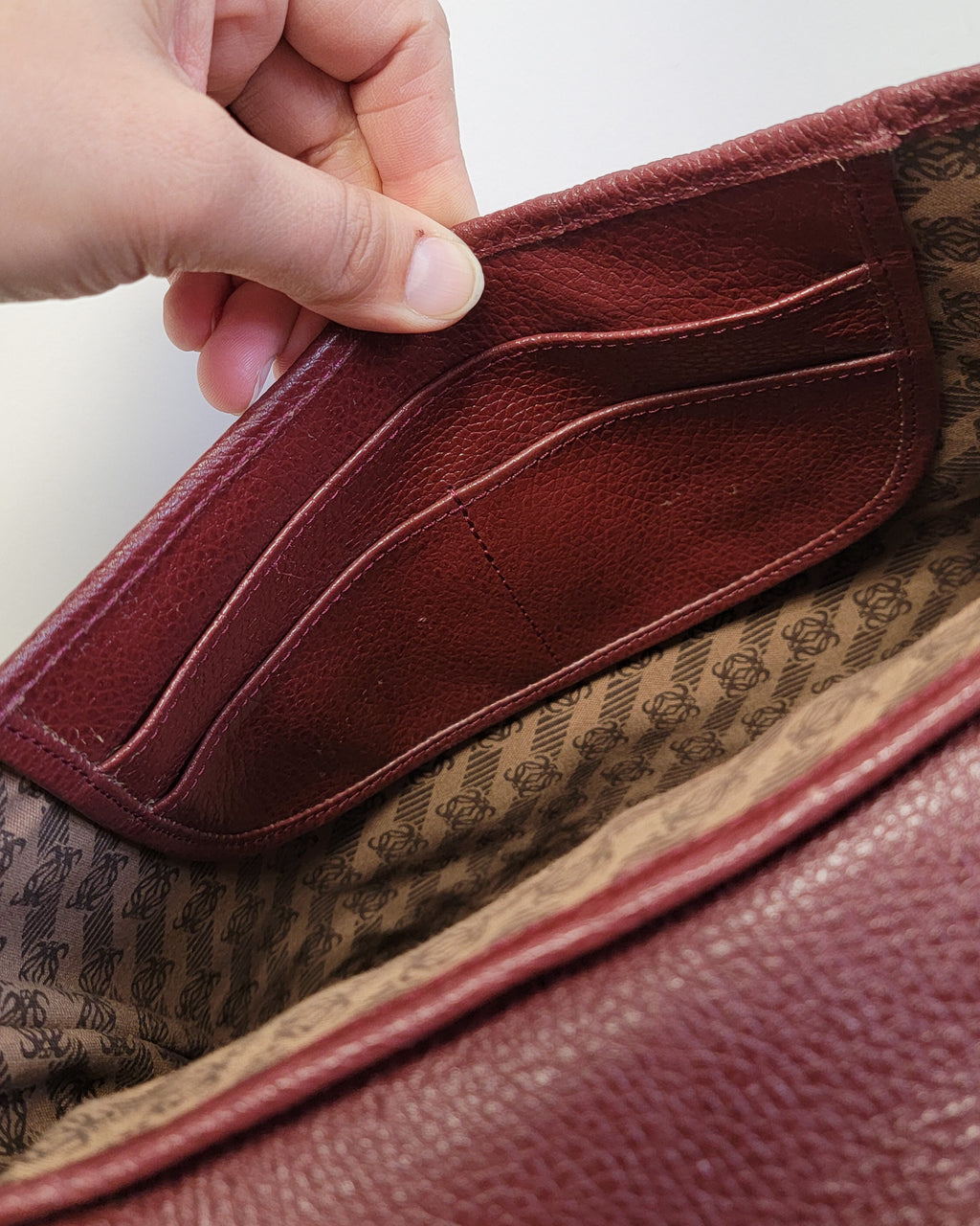 90s Authentic Loewe Monogram Leather & Nubuck Oxblood Shoulder Bag