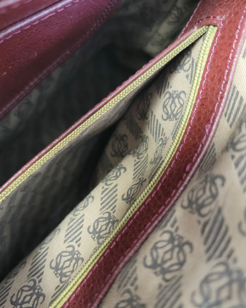 90s Authentic Loewe Monogram Leather & Nubuck Oxblood Shoulder Bag