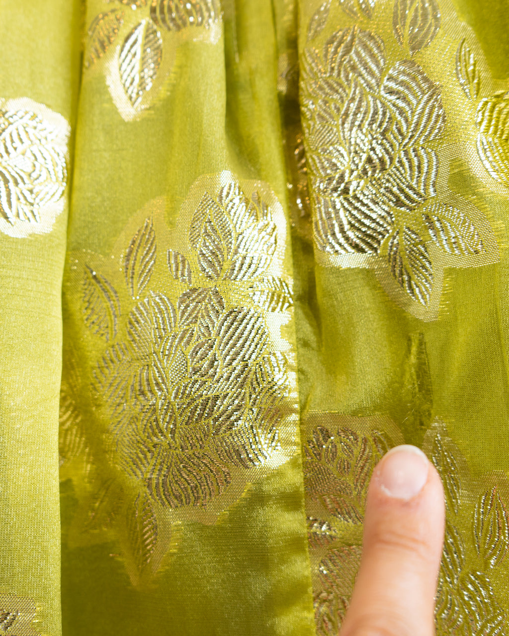 60s Brocade Lamé Silk Sari Chartreuse Cocktail Dress