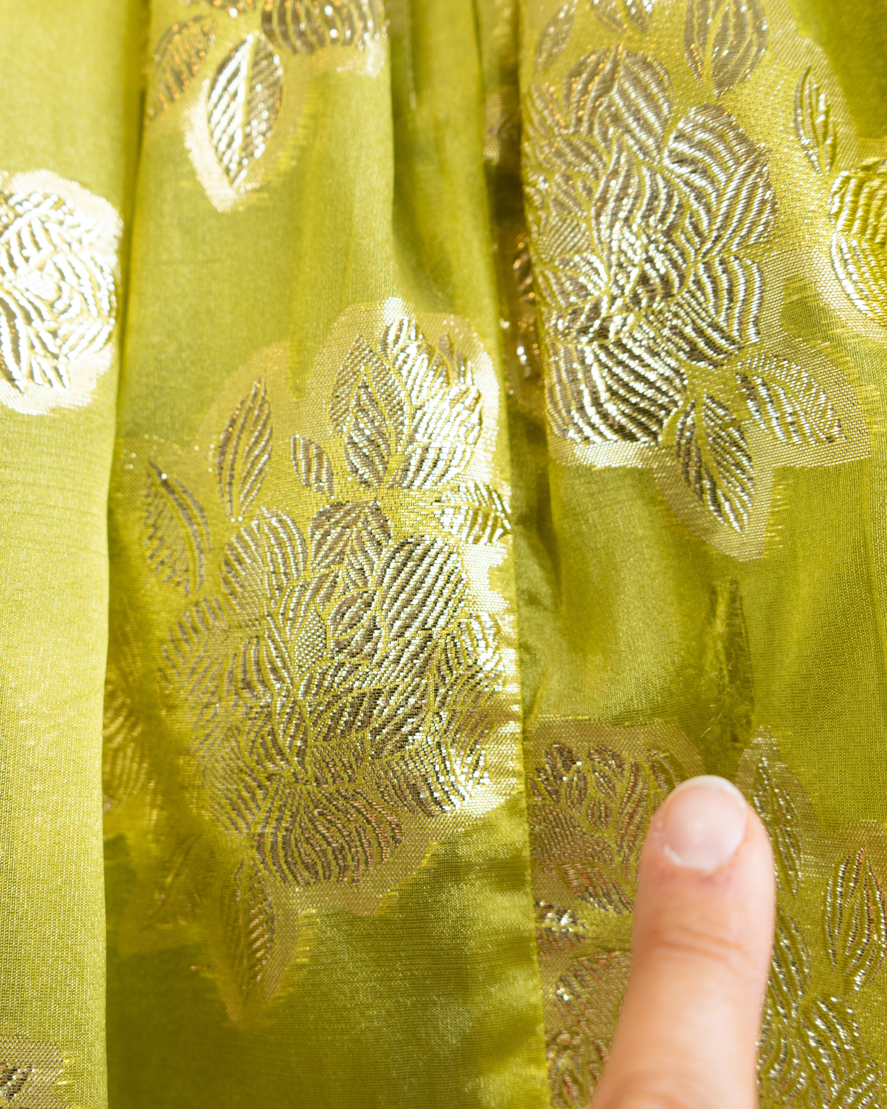 60s Brocade Lamé Silk Sari Chartreuse Cocktail Dress