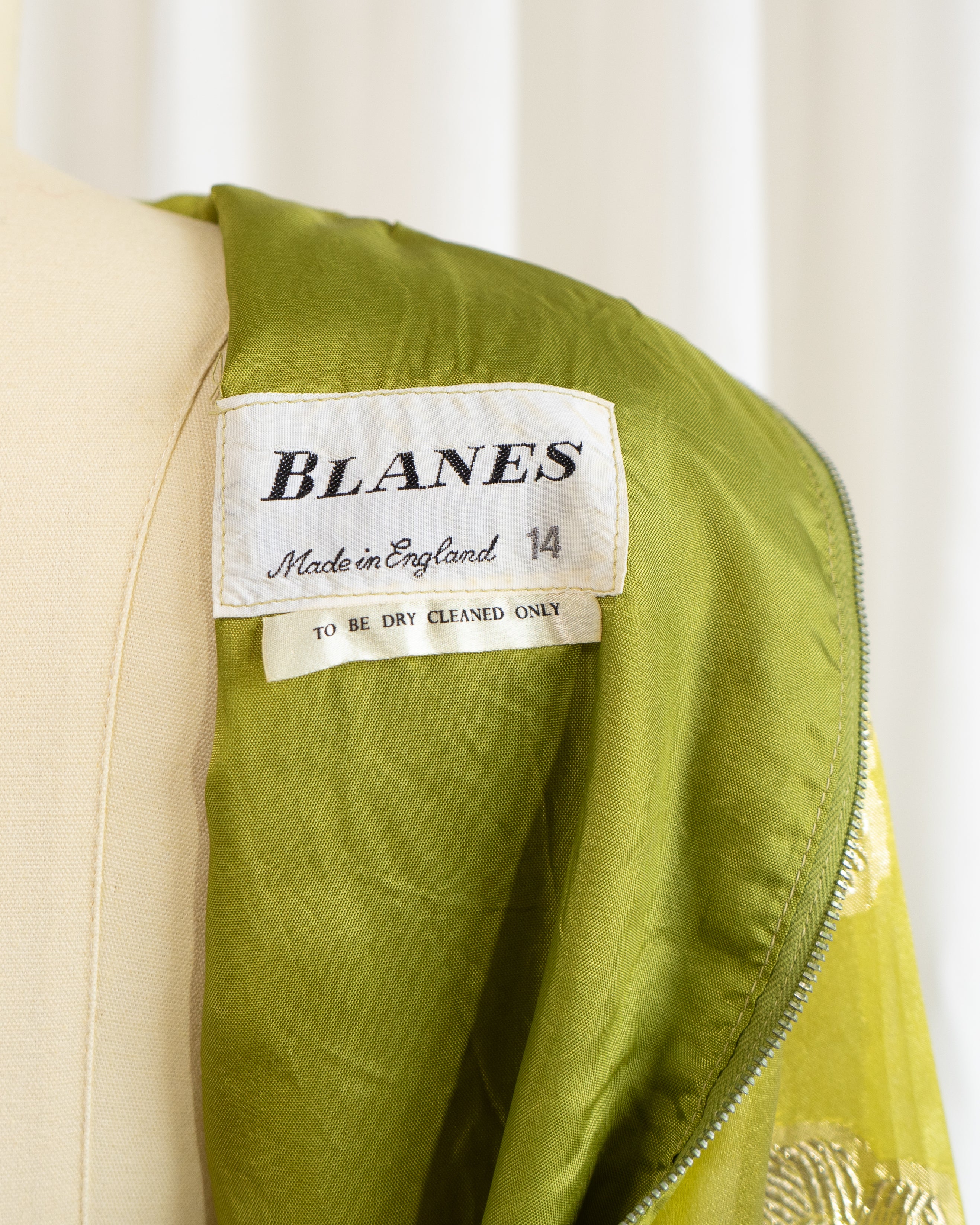 60s Brocade Lamé Silk Sari Chartreuse Cocktail Dress