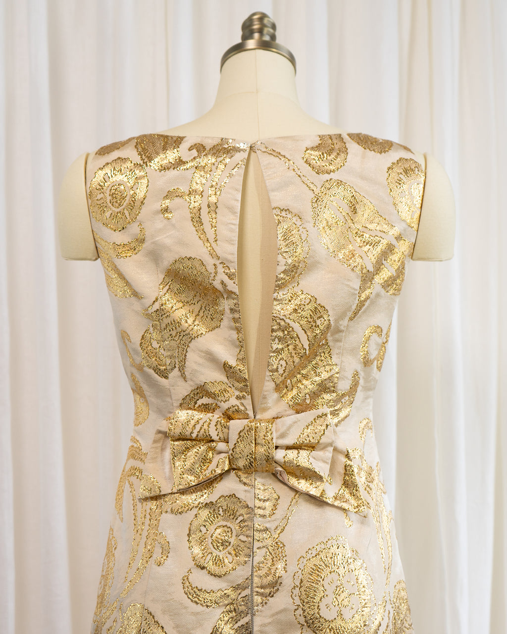 1960s Gold Lamé Paisley Brocade Cocktail Dress