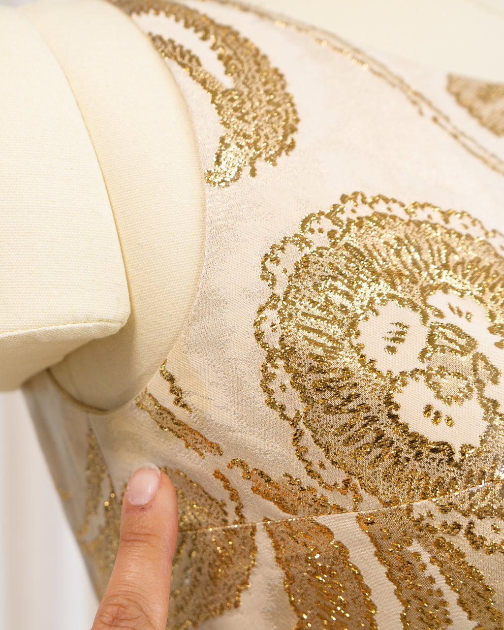 1960s Gold Lamé Paisley Brocade Cocktail Dress