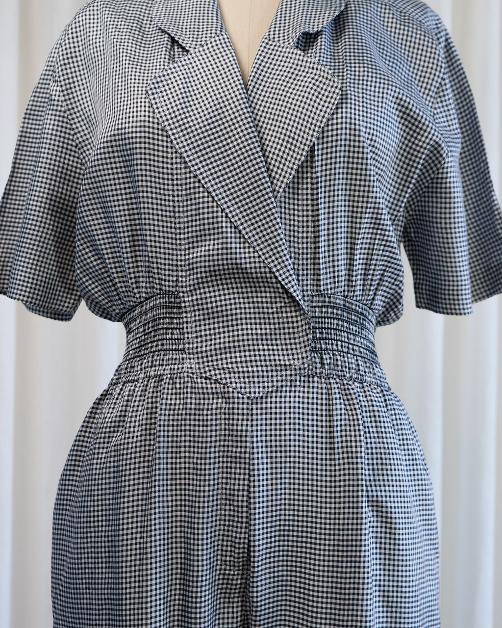 1980s Black & White Gingham Jumpsuit