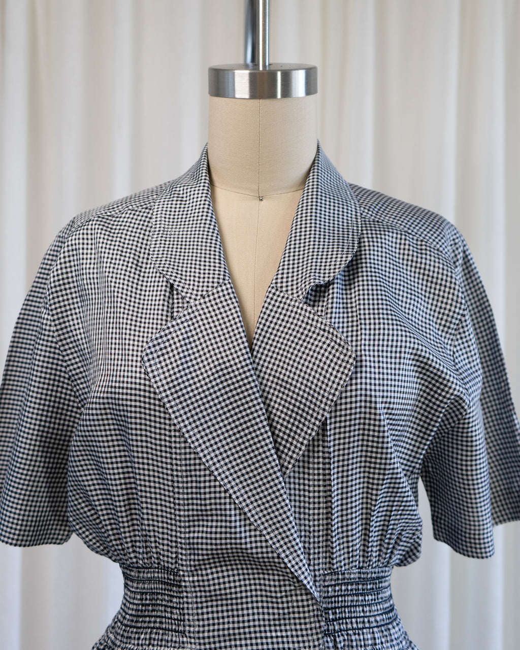 1980s Black & White Gingham Jumpsuit