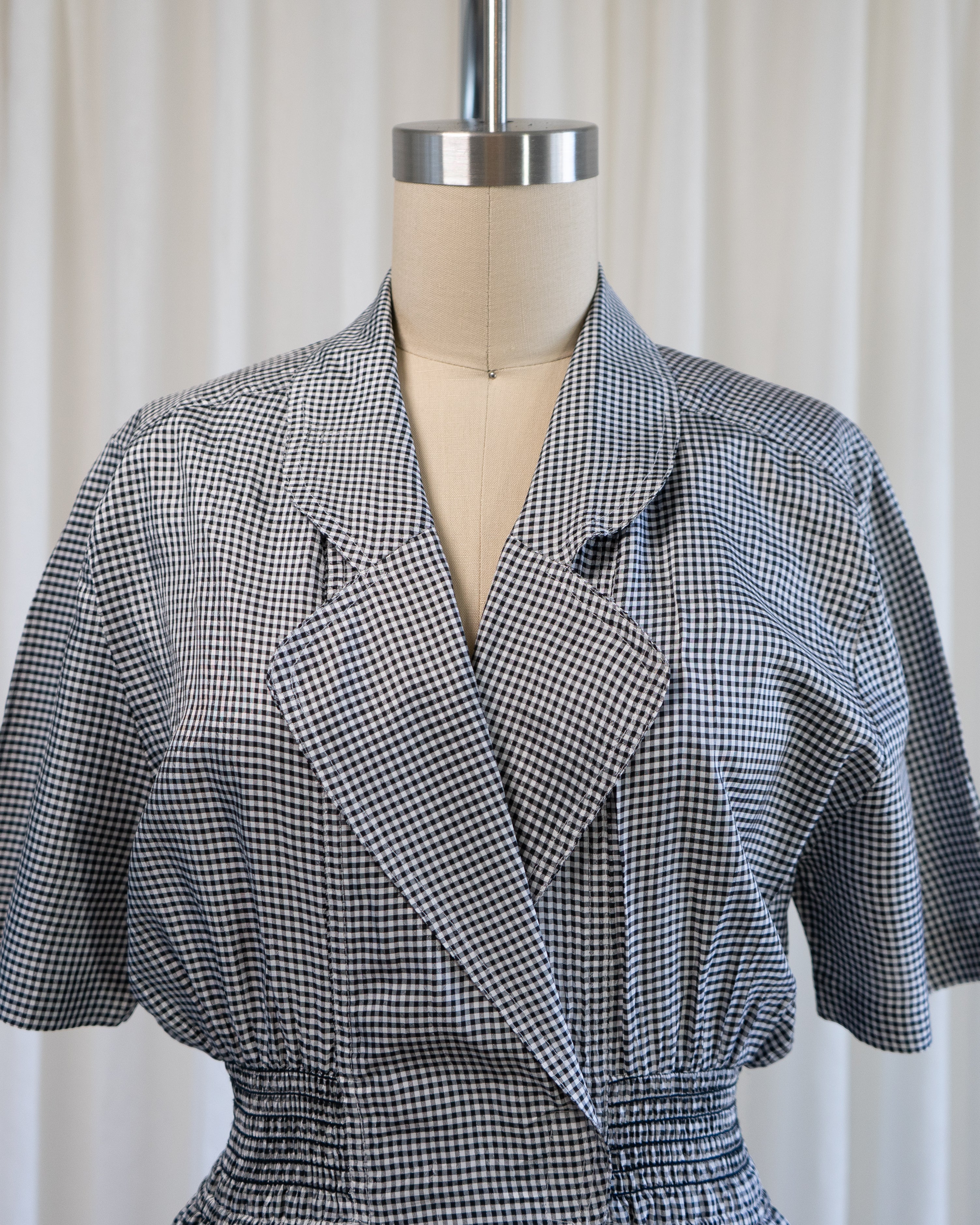 1980s Black & White Gingham Jumpsuit