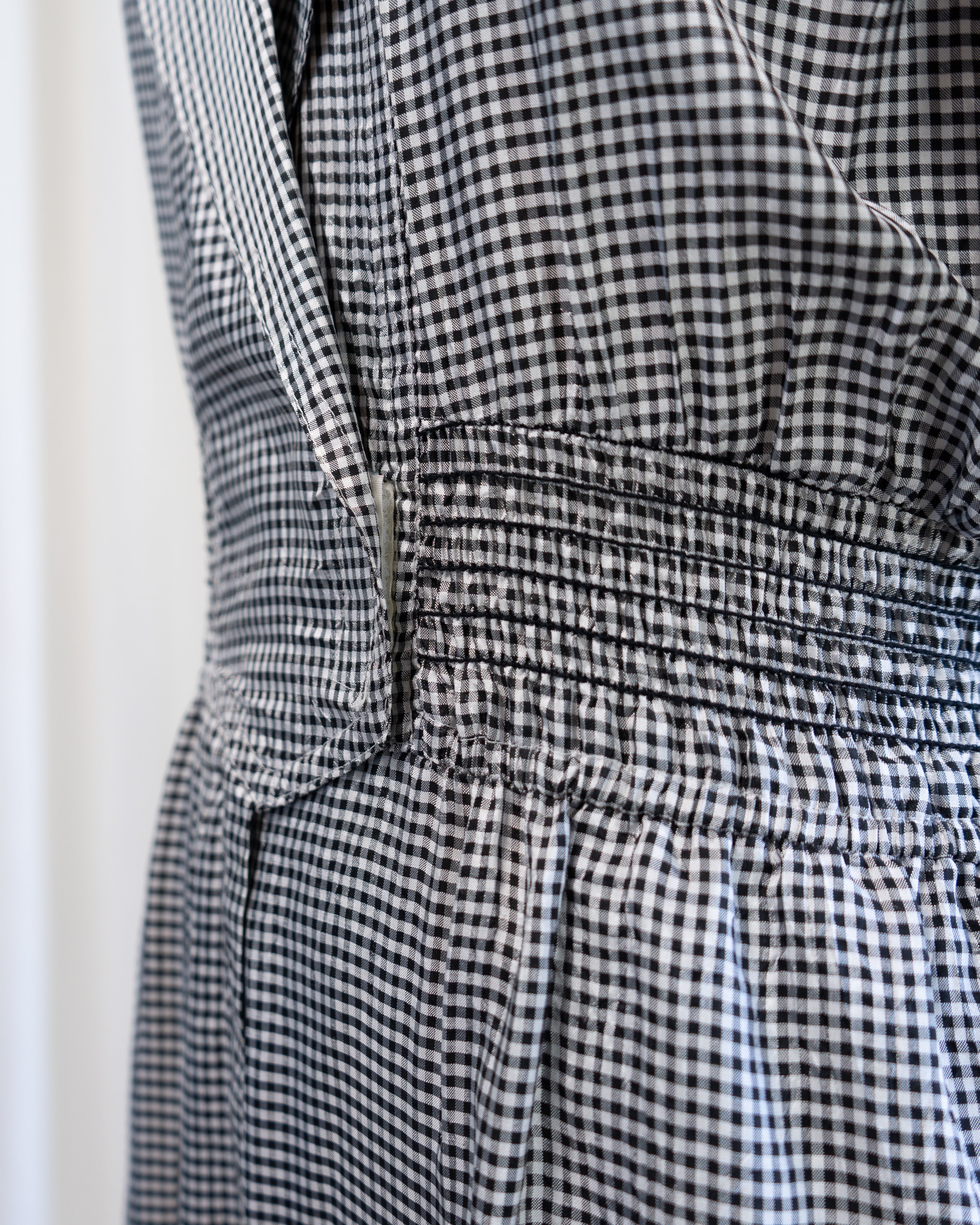 1980s Black & White Gingham Jumpsuit