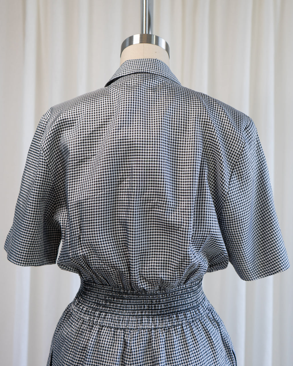 1980s Black & White Gingham Jumpsuit