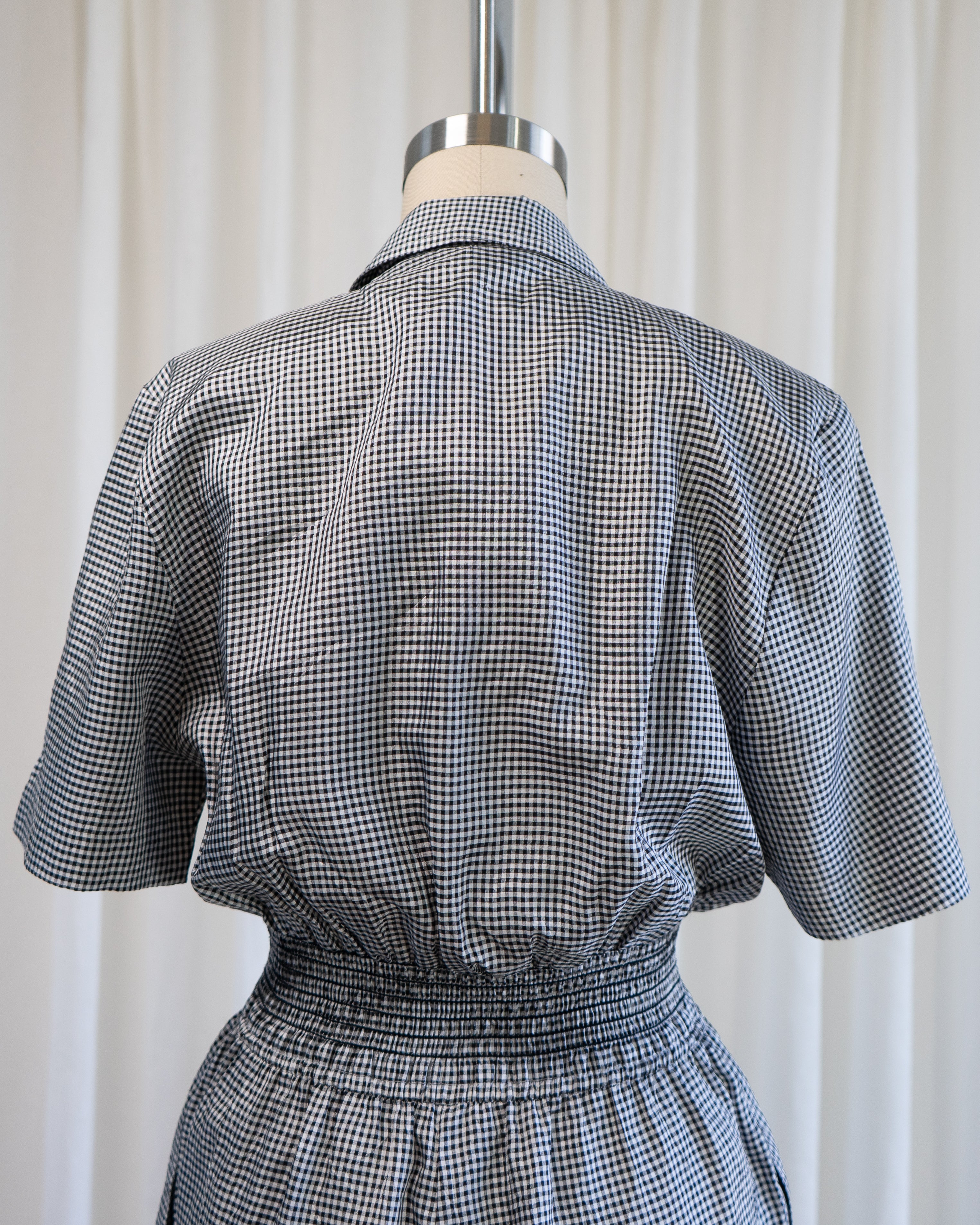 1980s Black & White Gingham Jumpsuit