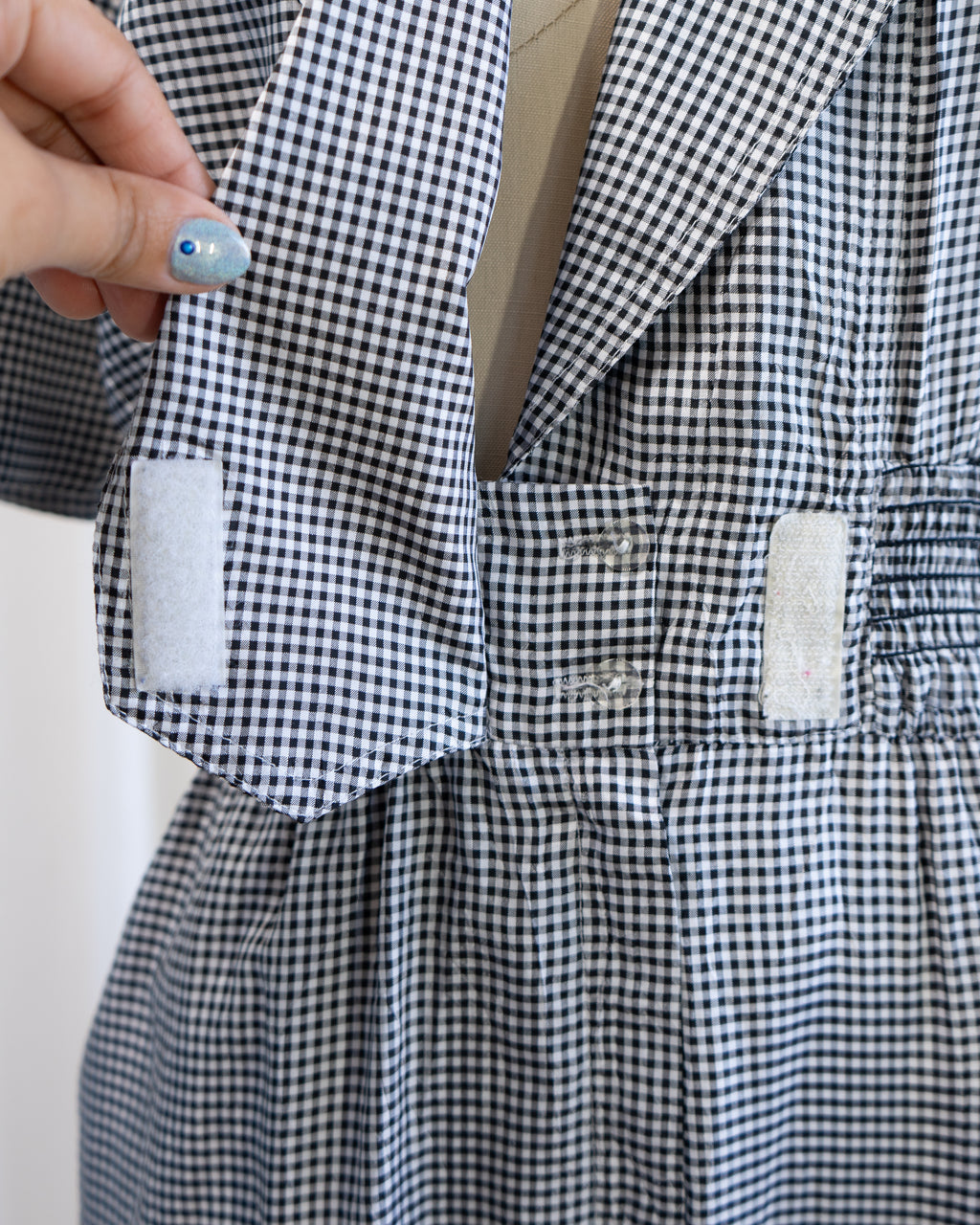 1980s Black & White Gingham Jumpsuit