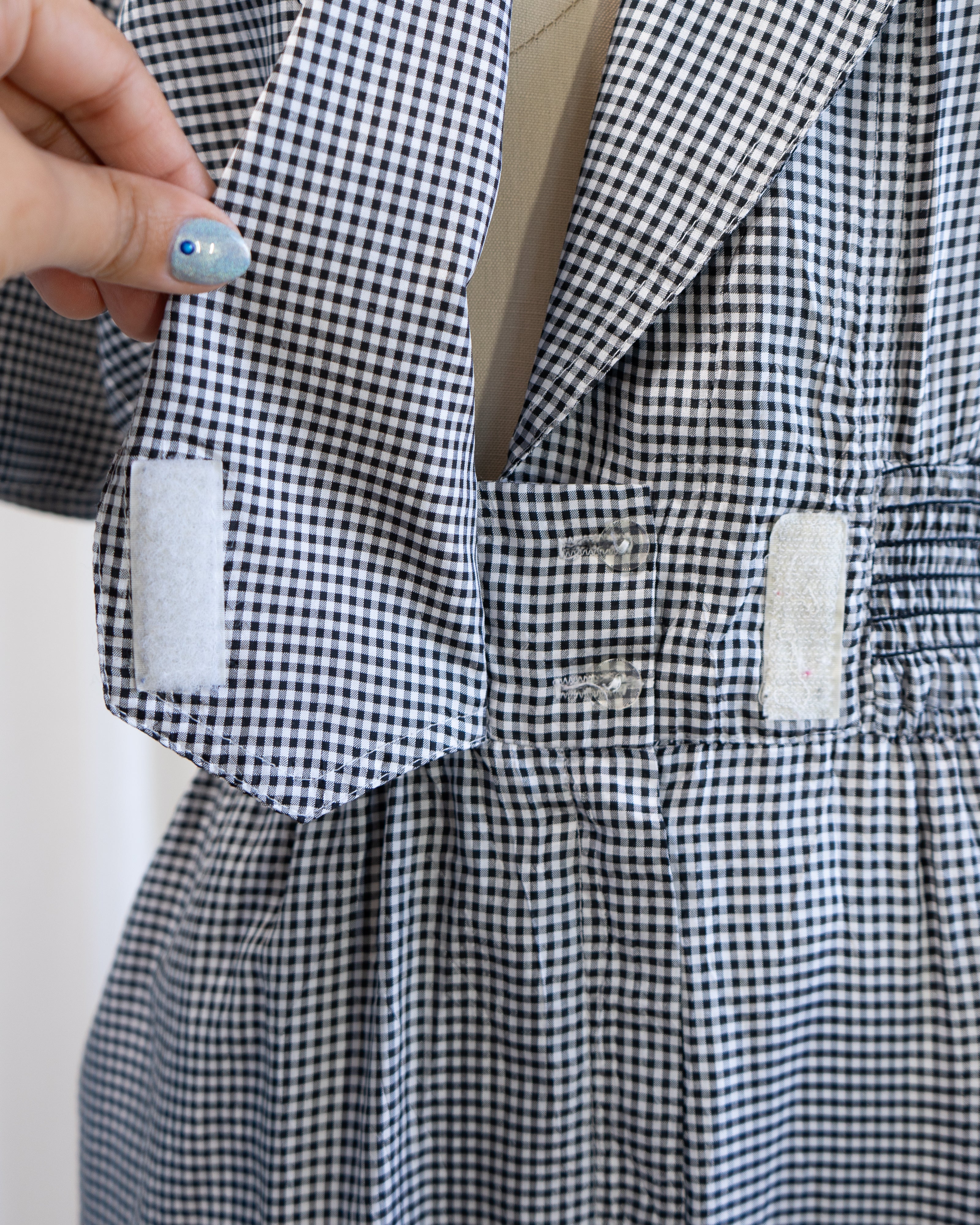 1980s Black & White Gingham Jumpsuit