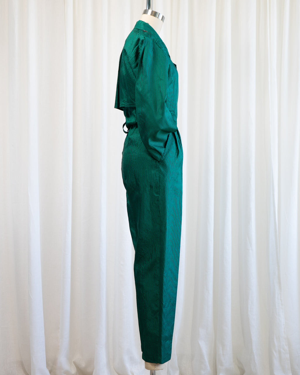 1980s Emerald Gingham Jumpsuit