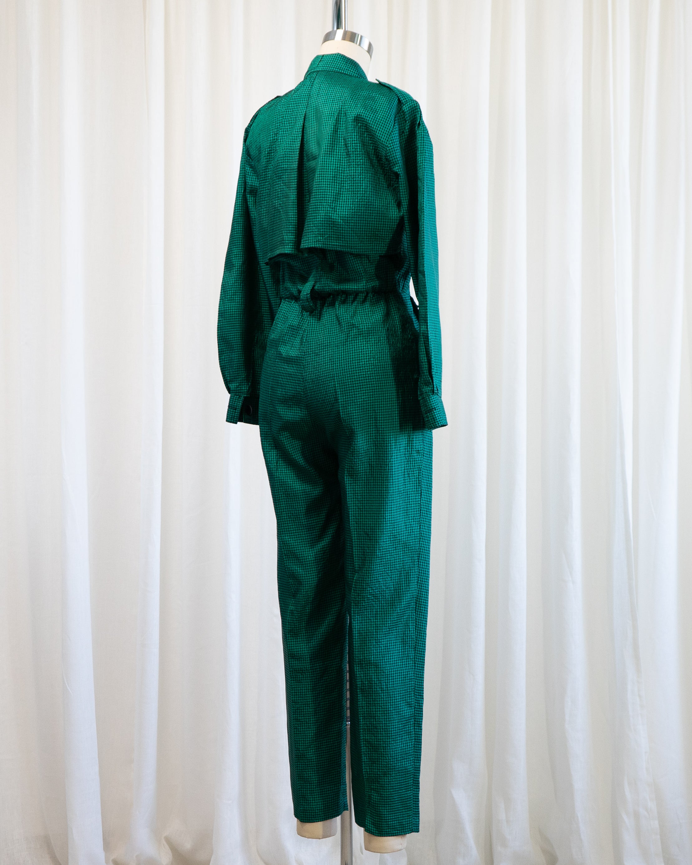 1980s Emerald Gingham Jumpsuit