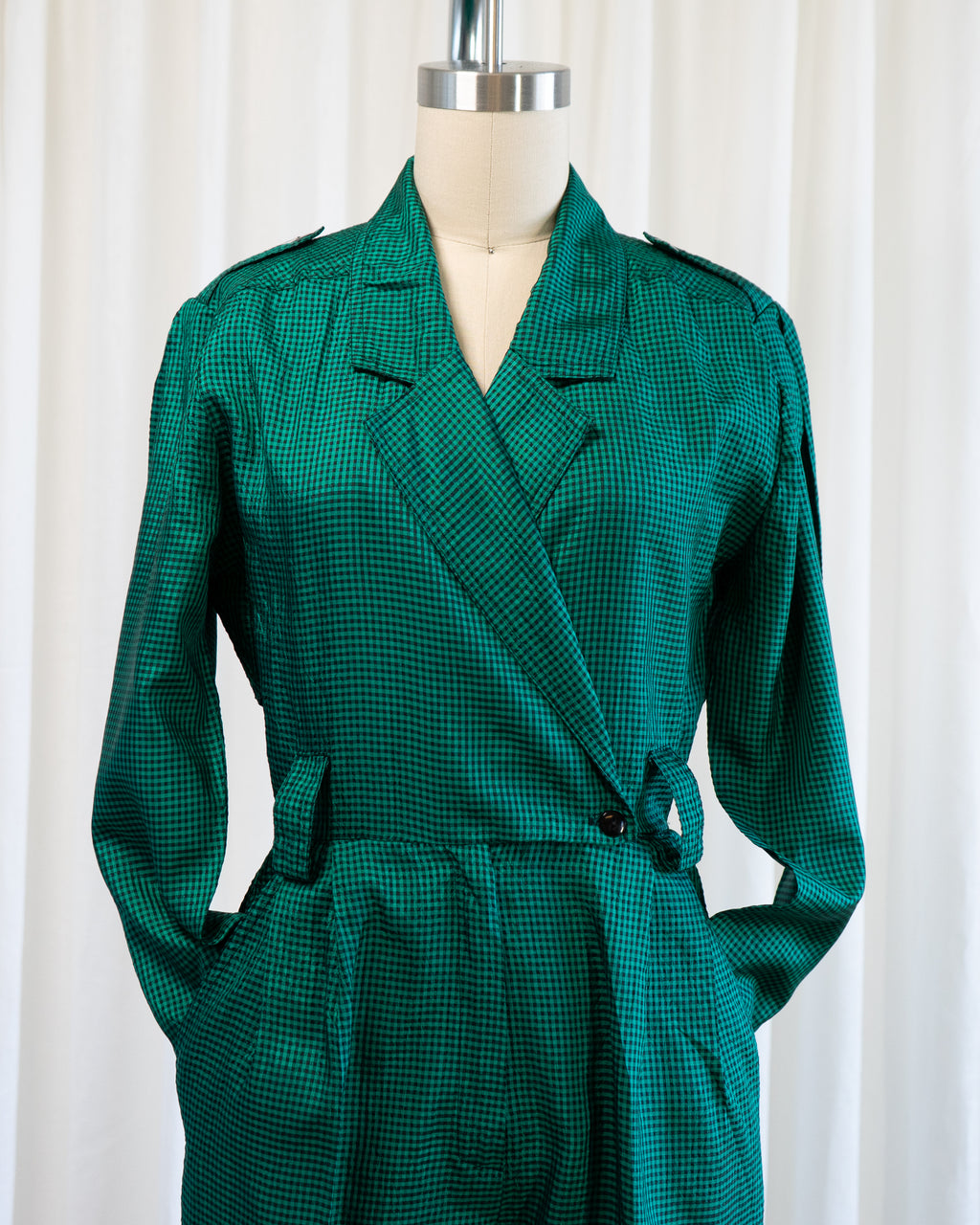 1980s Emerald Gingham Jumpsuit