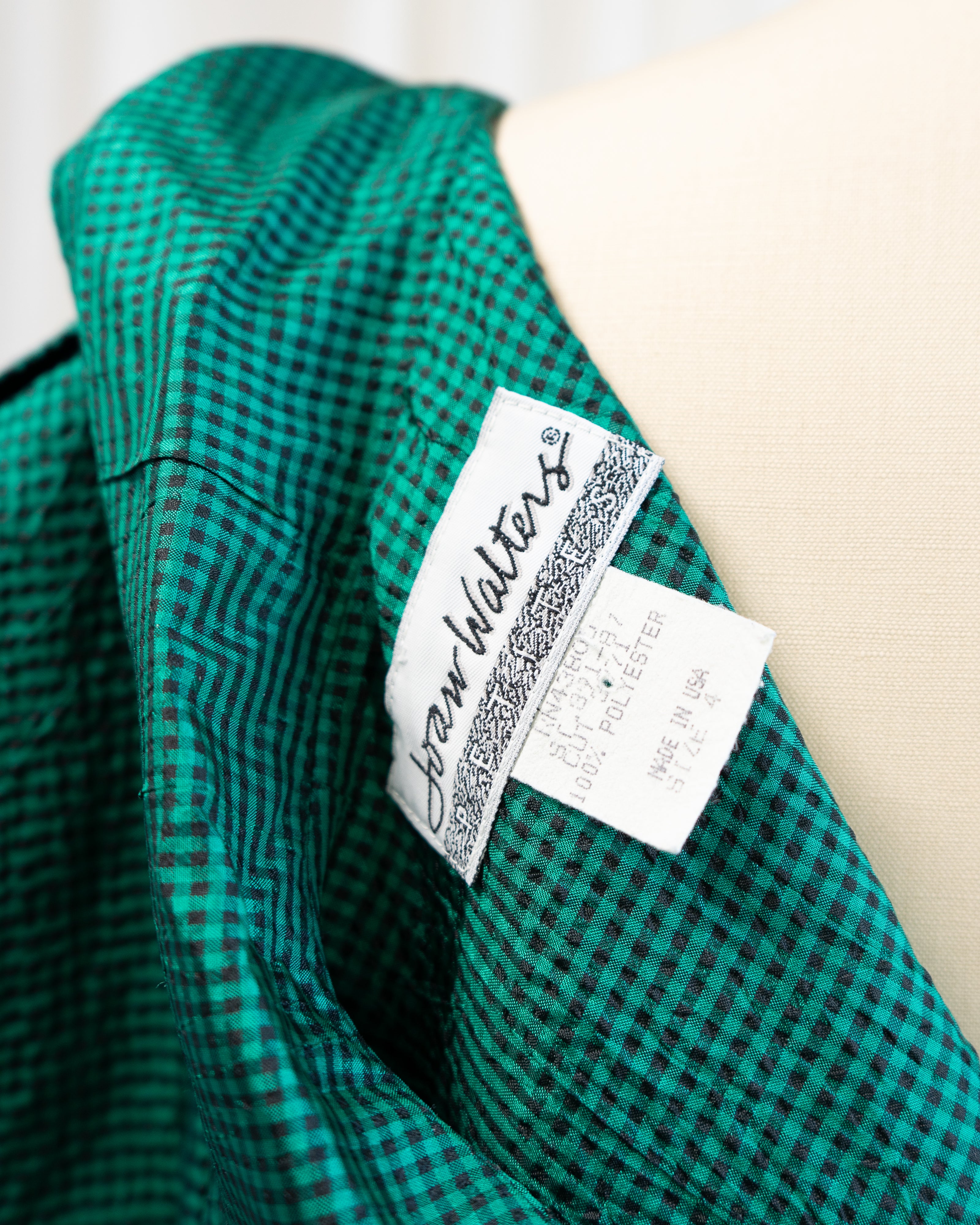 1980s Emerald Gingham Jumpsuit