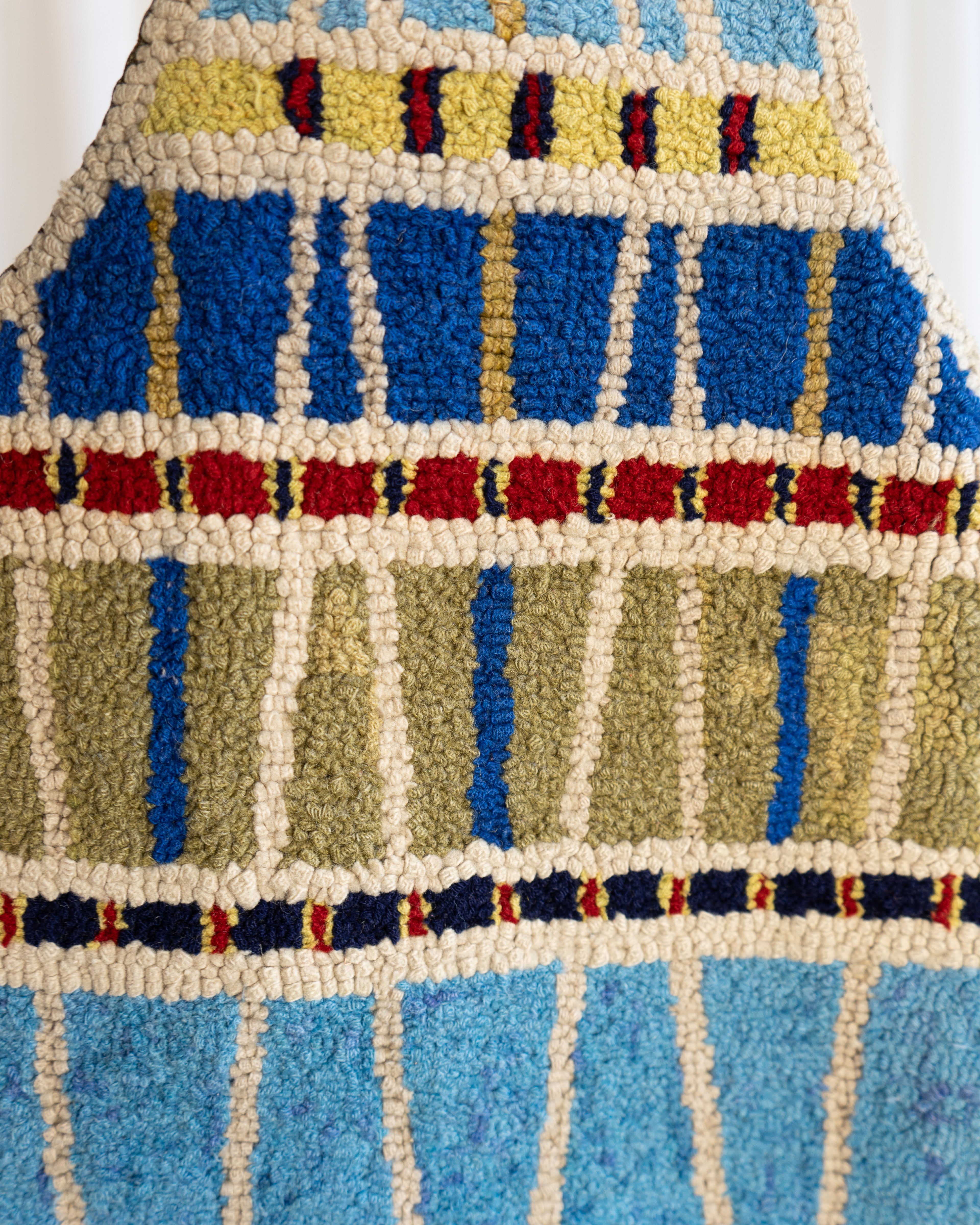 60s Handmade Punch Needle Artwork Tapestry Bag in Stripes