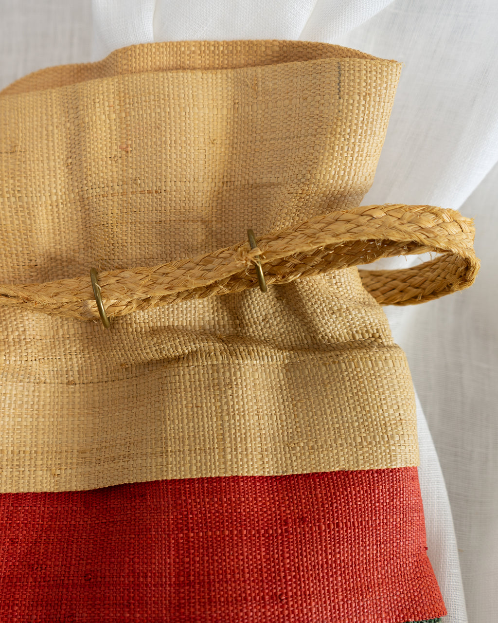 1960s Triminghams of Bermuda Color Block Straw Tote Bag