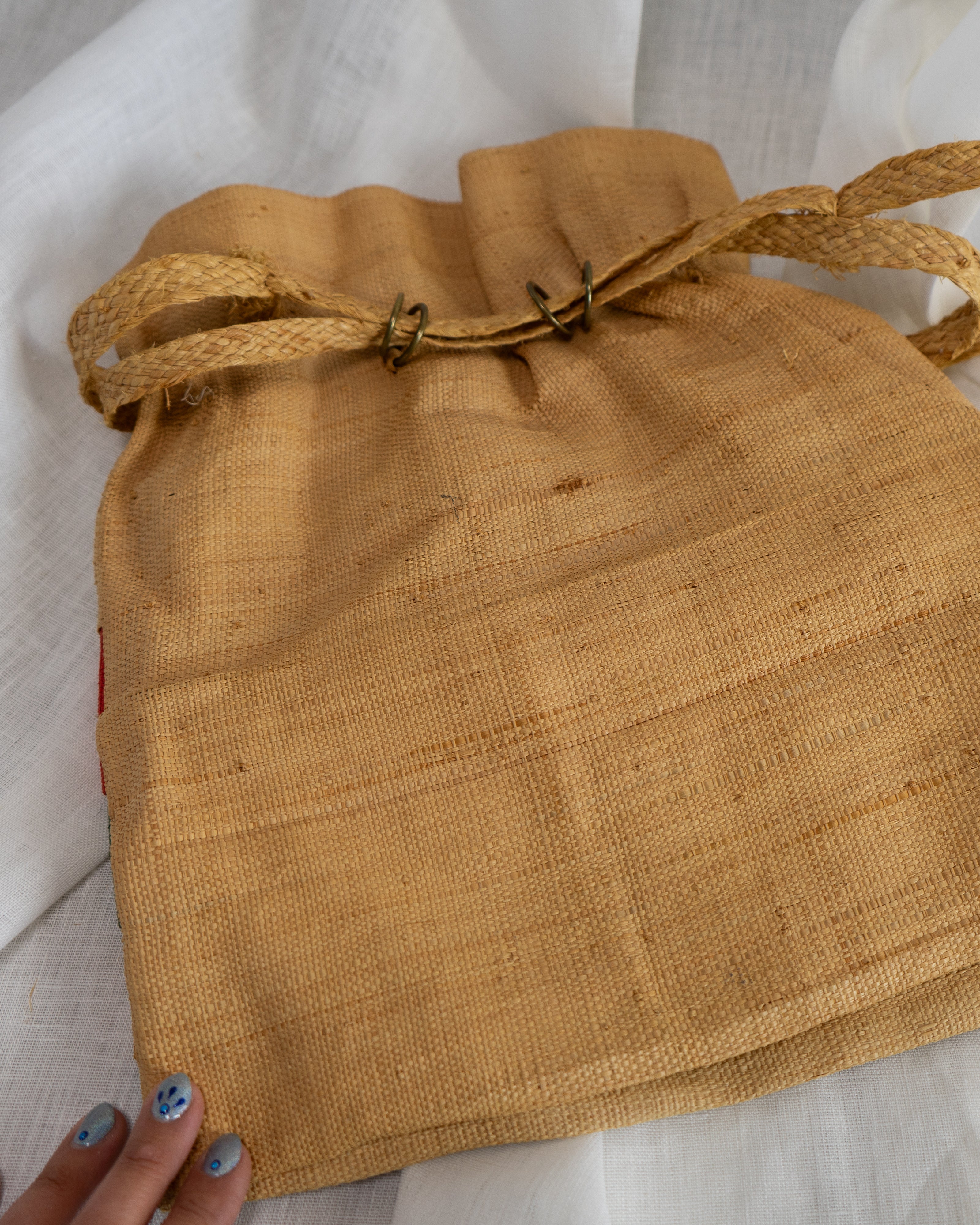 1960s Triminghams of Bermuda Color Block Straw Tote Bag