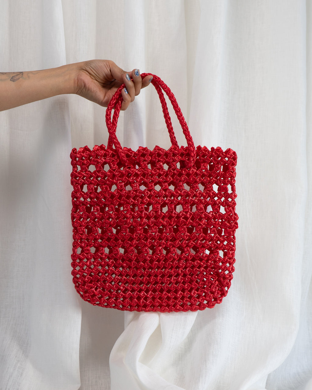 90s Red Plastic Woven Bag