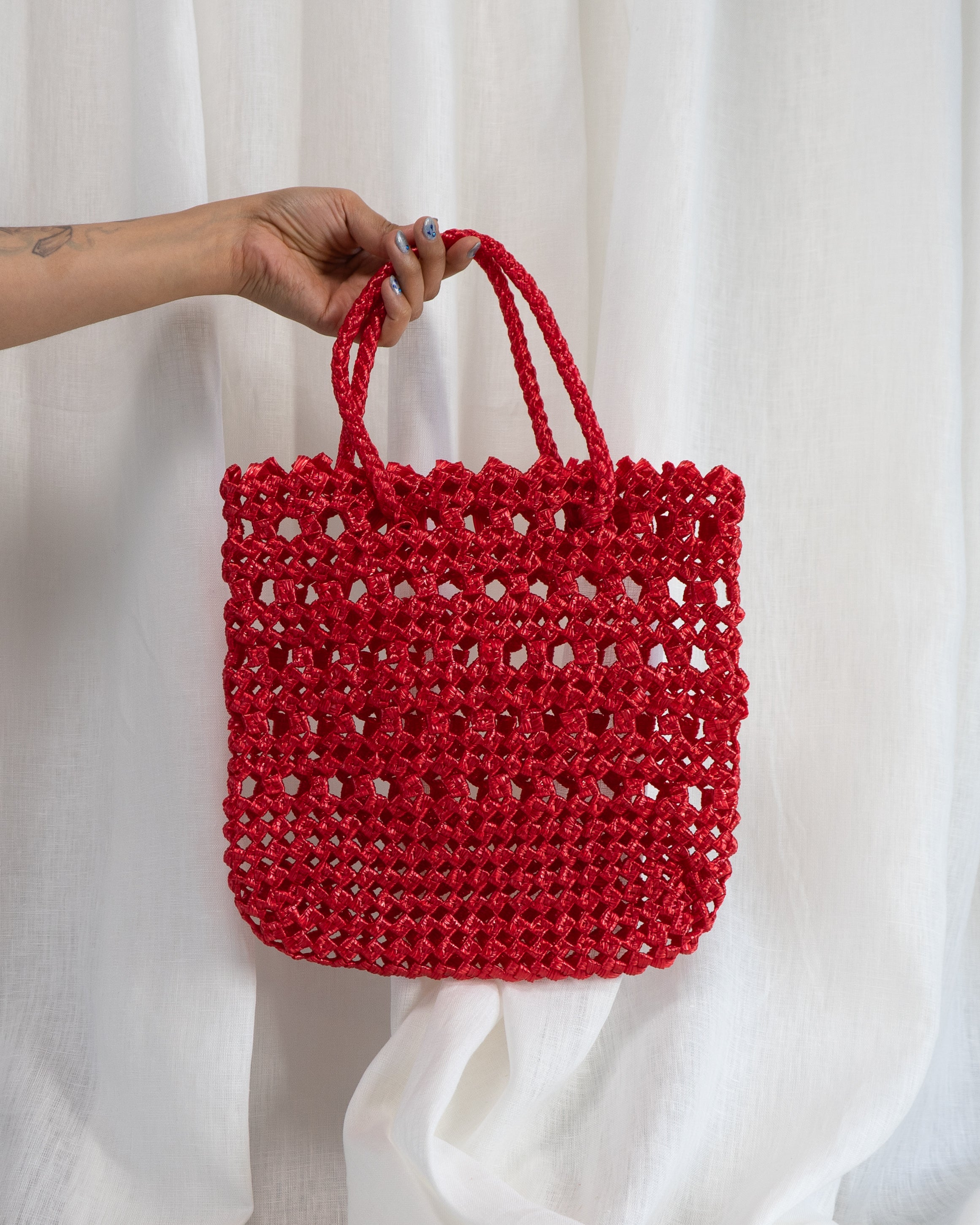 90s Red Plastic Woven Bag