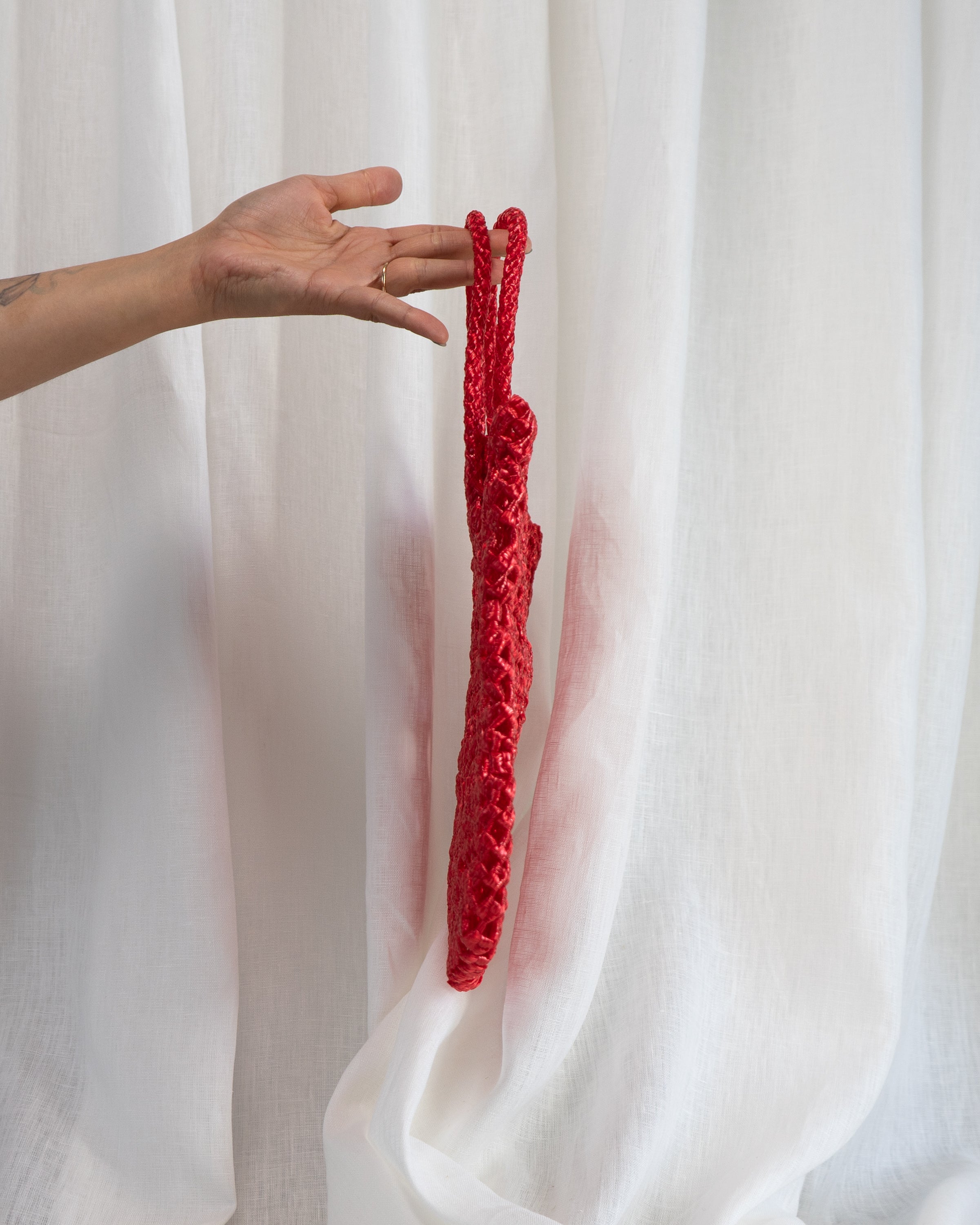 90s Red Plastic Woven Bag