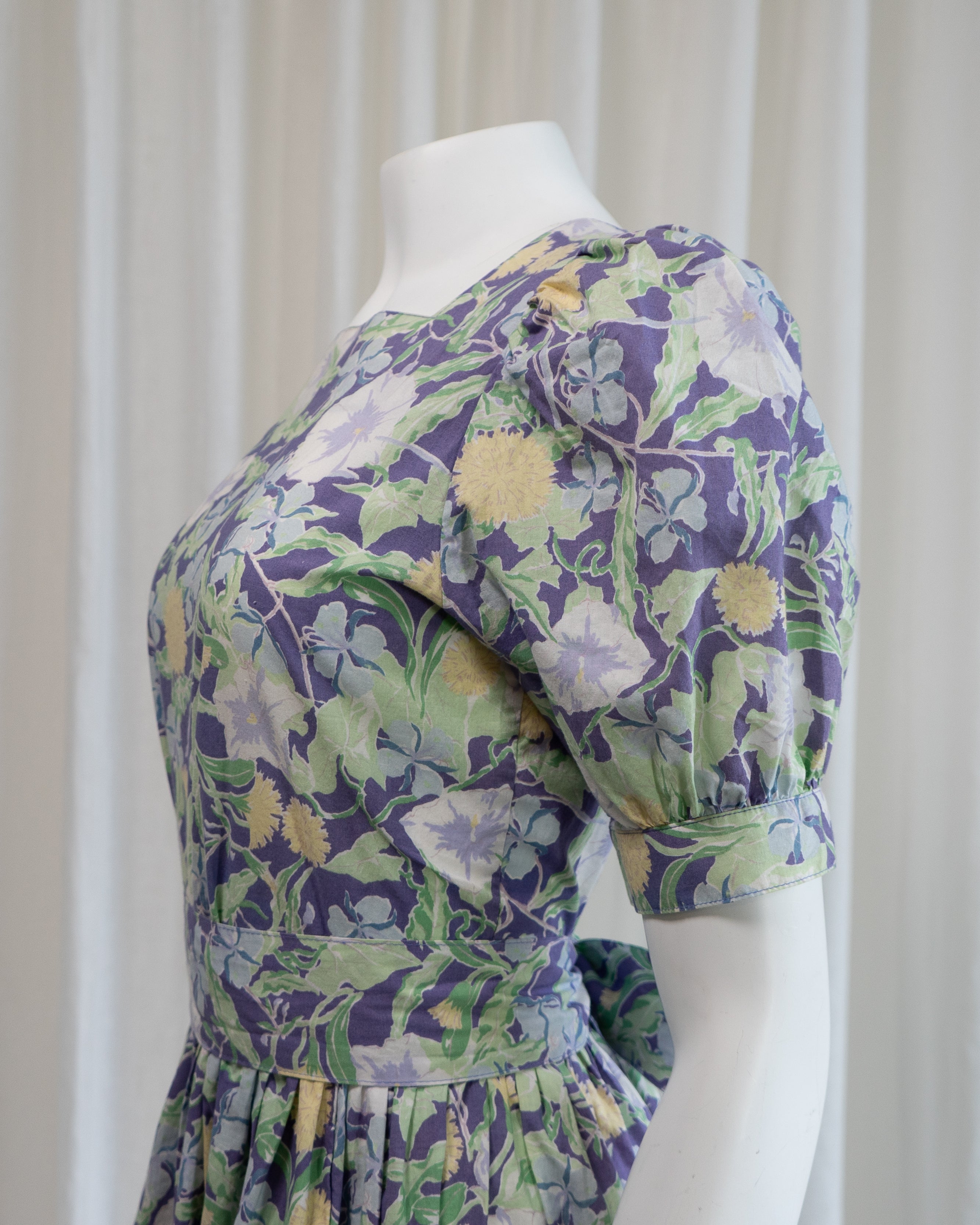 1980s Laura Ashley Ivy Puff Sleeve Dress with Belt