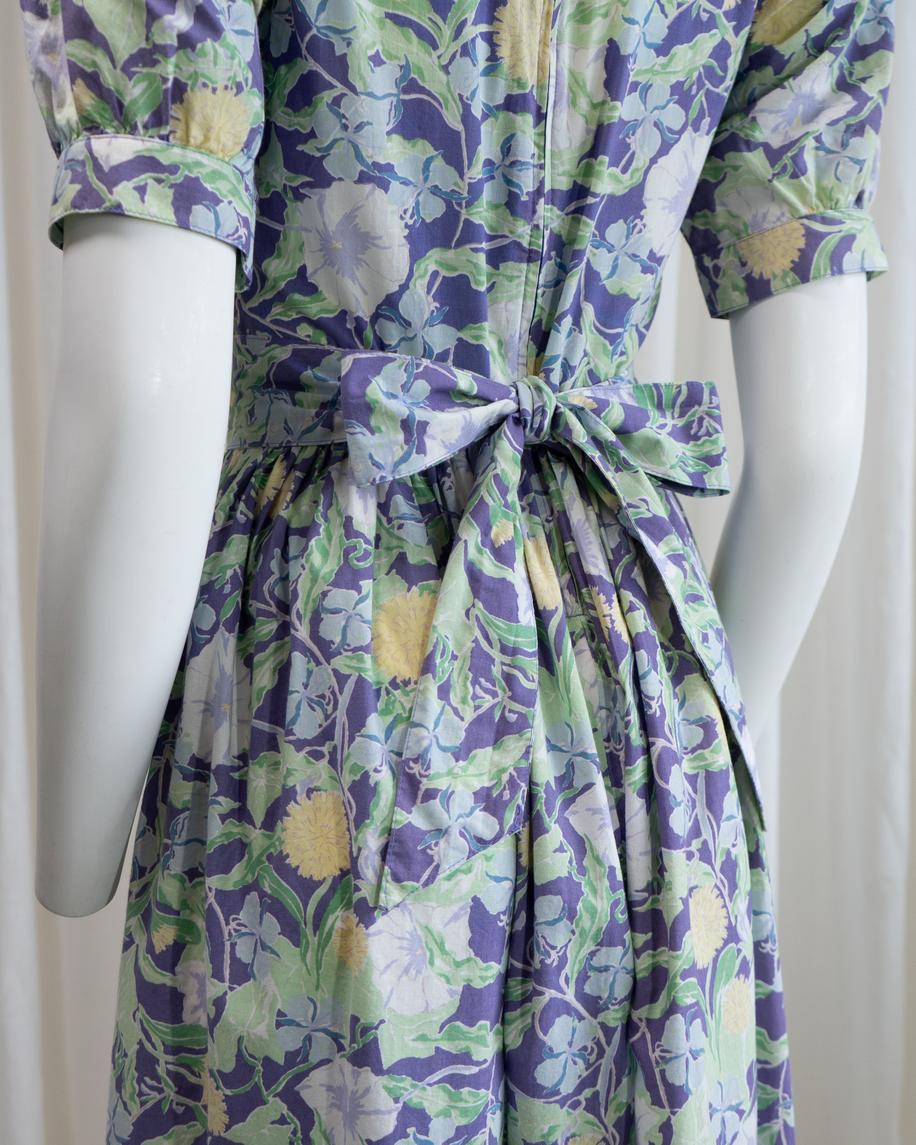 1980s Laura Ashley Ivy Puff Sleeve Dress with Belt