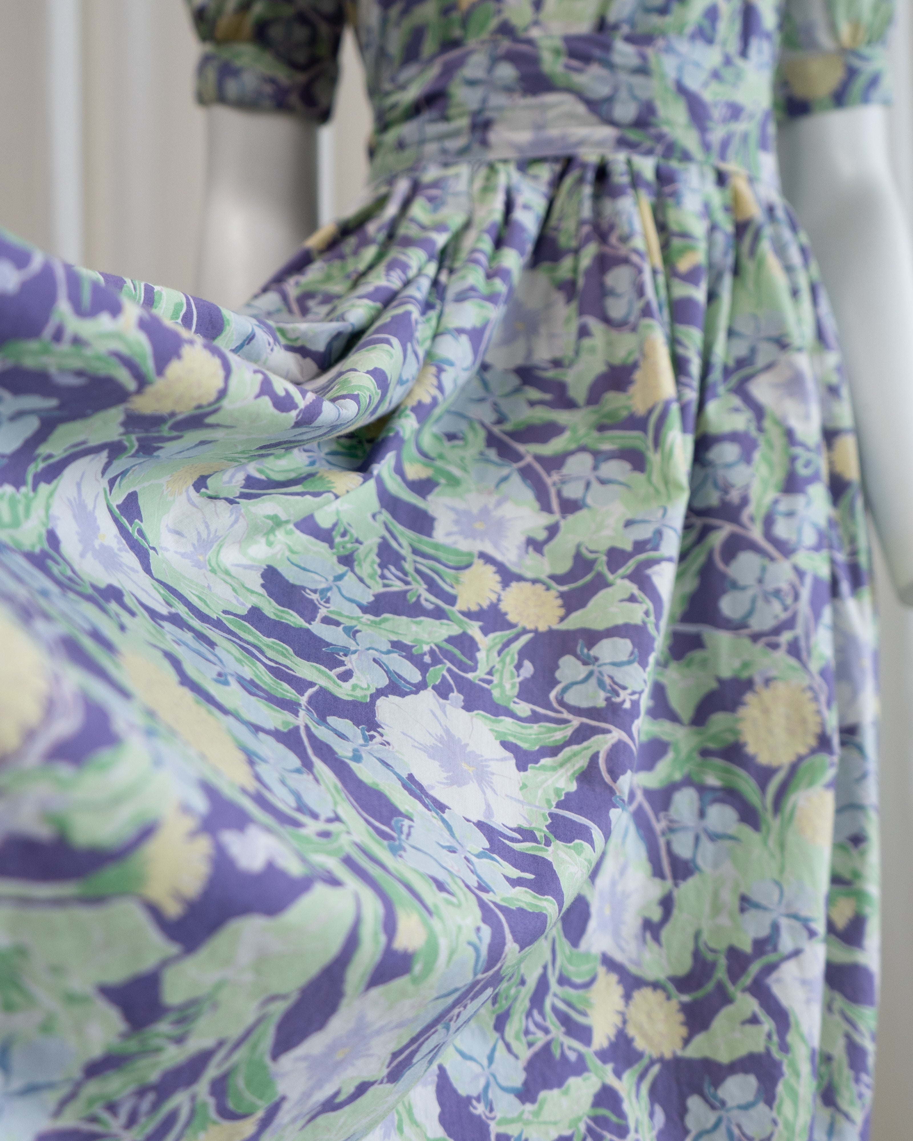 1980s Laura Ashley Ivy Puff Sleeve Dress with Belt