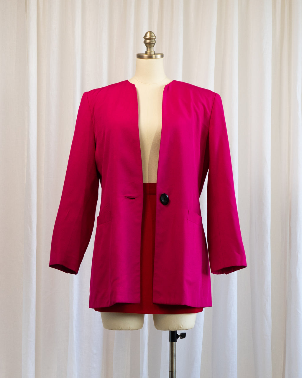 1990s Hot Pink Chili Red Suit Set
