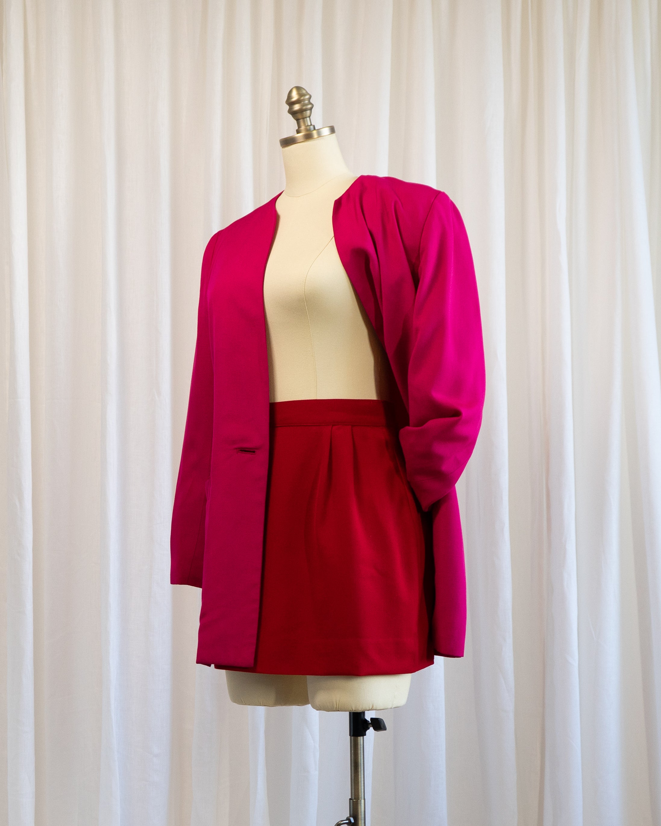 1990s Hot Pink Chili Red Suit Set