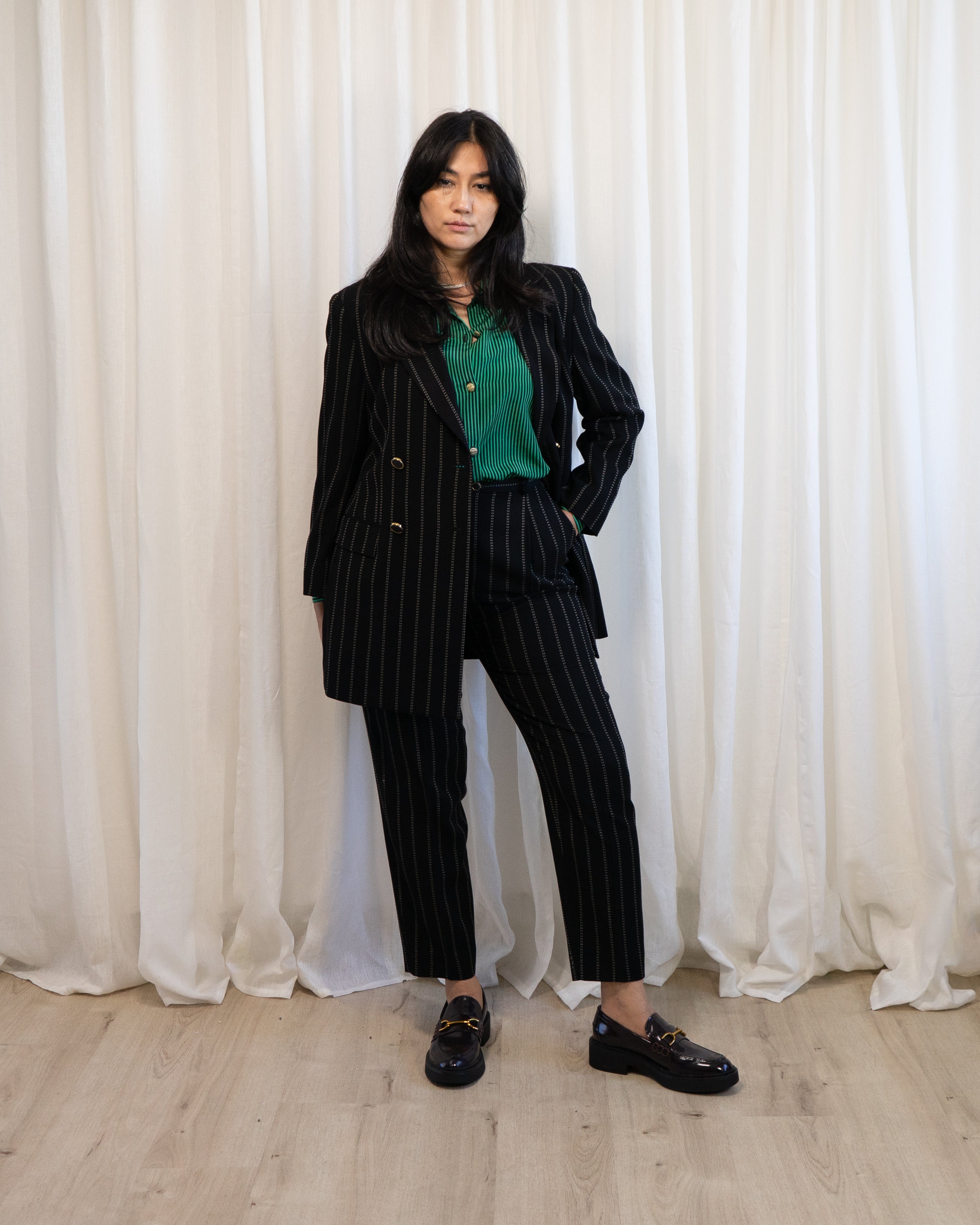 1980s Escada by Margaretha Ley Pinstriped Suit