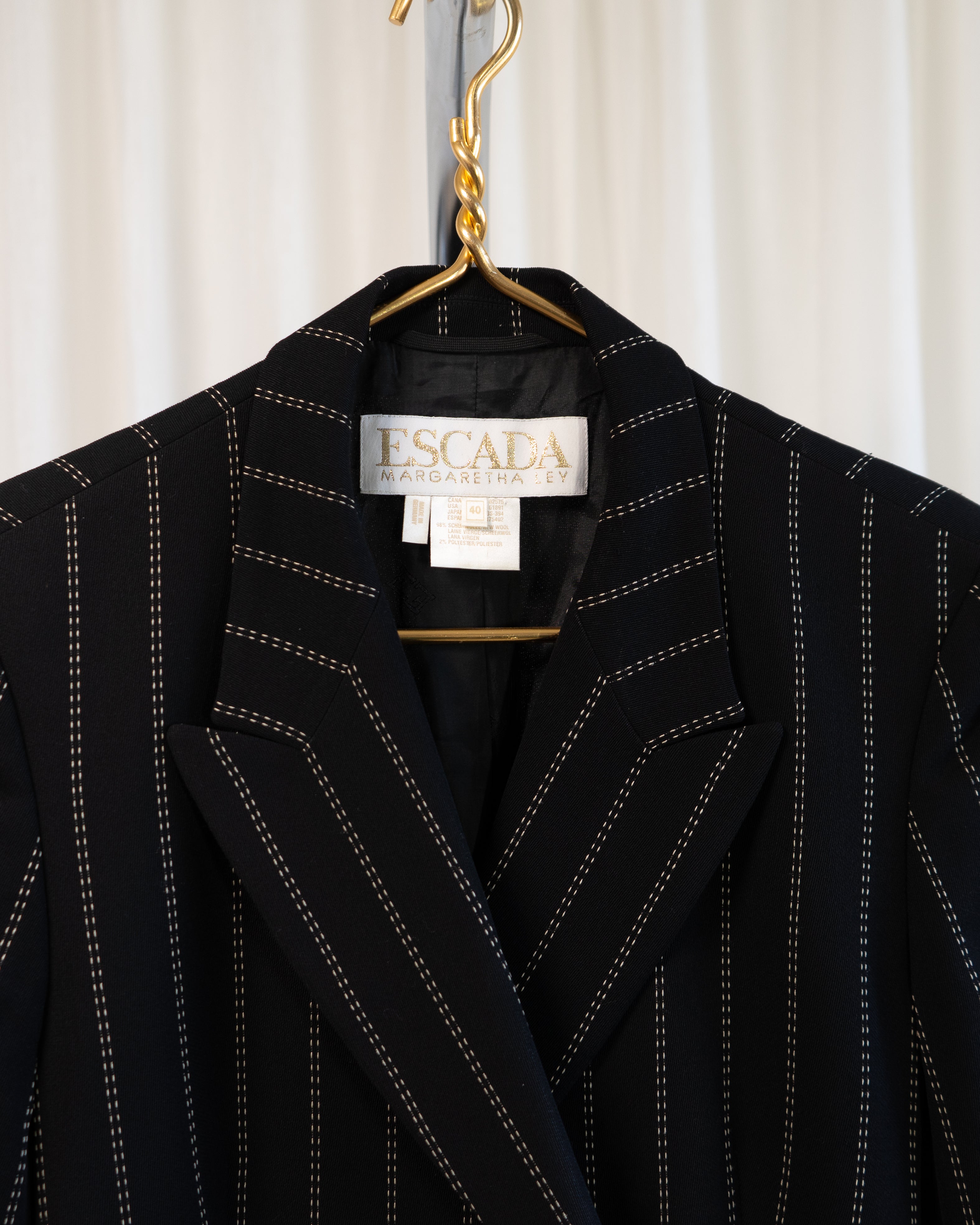 1980s Escada by Margaretha Ley Pinstriped Suit