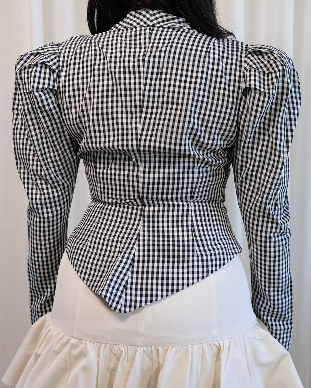 1990s Norma Kamali Gingham Corset Jacket