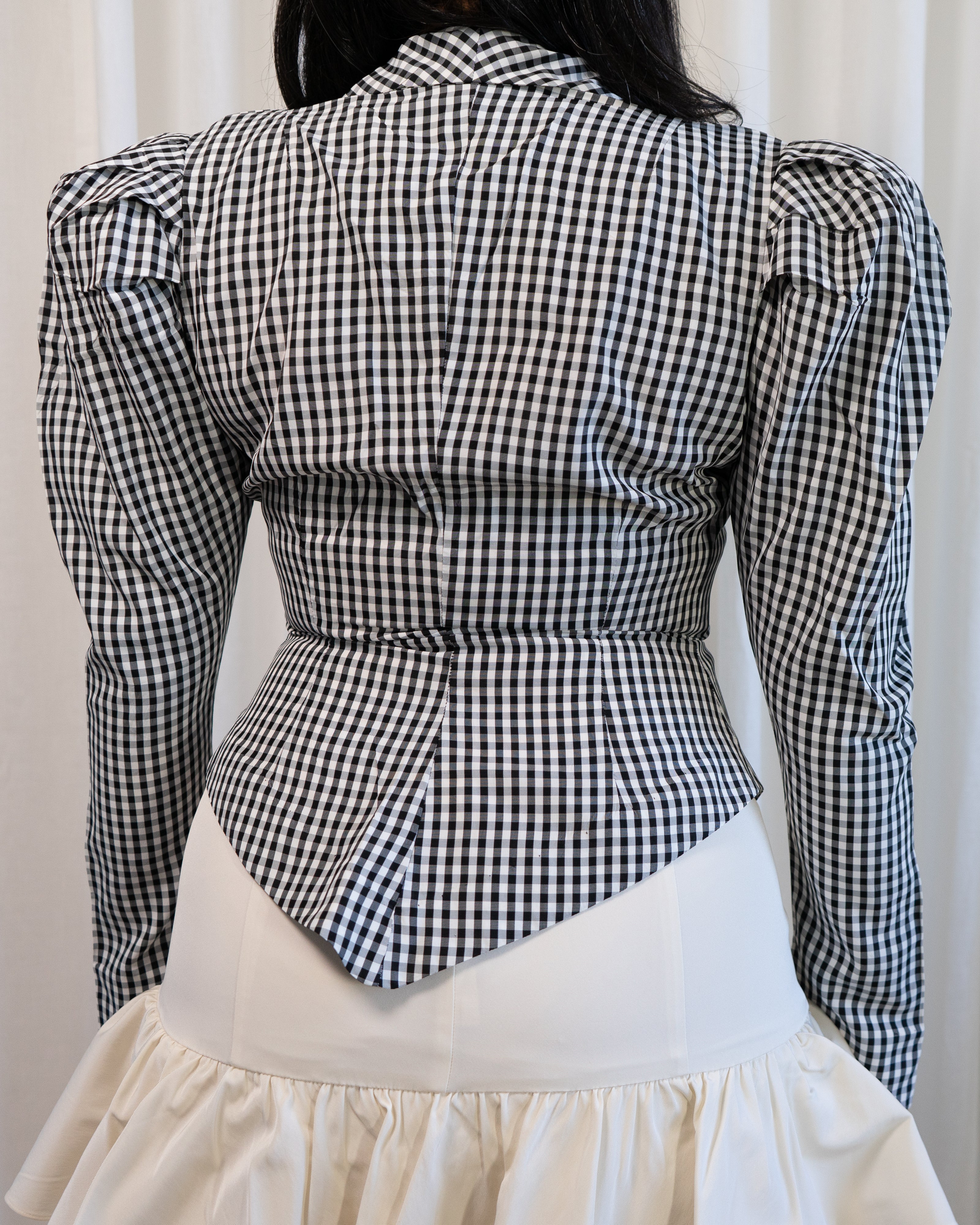 1990s Norma Kamali Gingham Corset Jacket